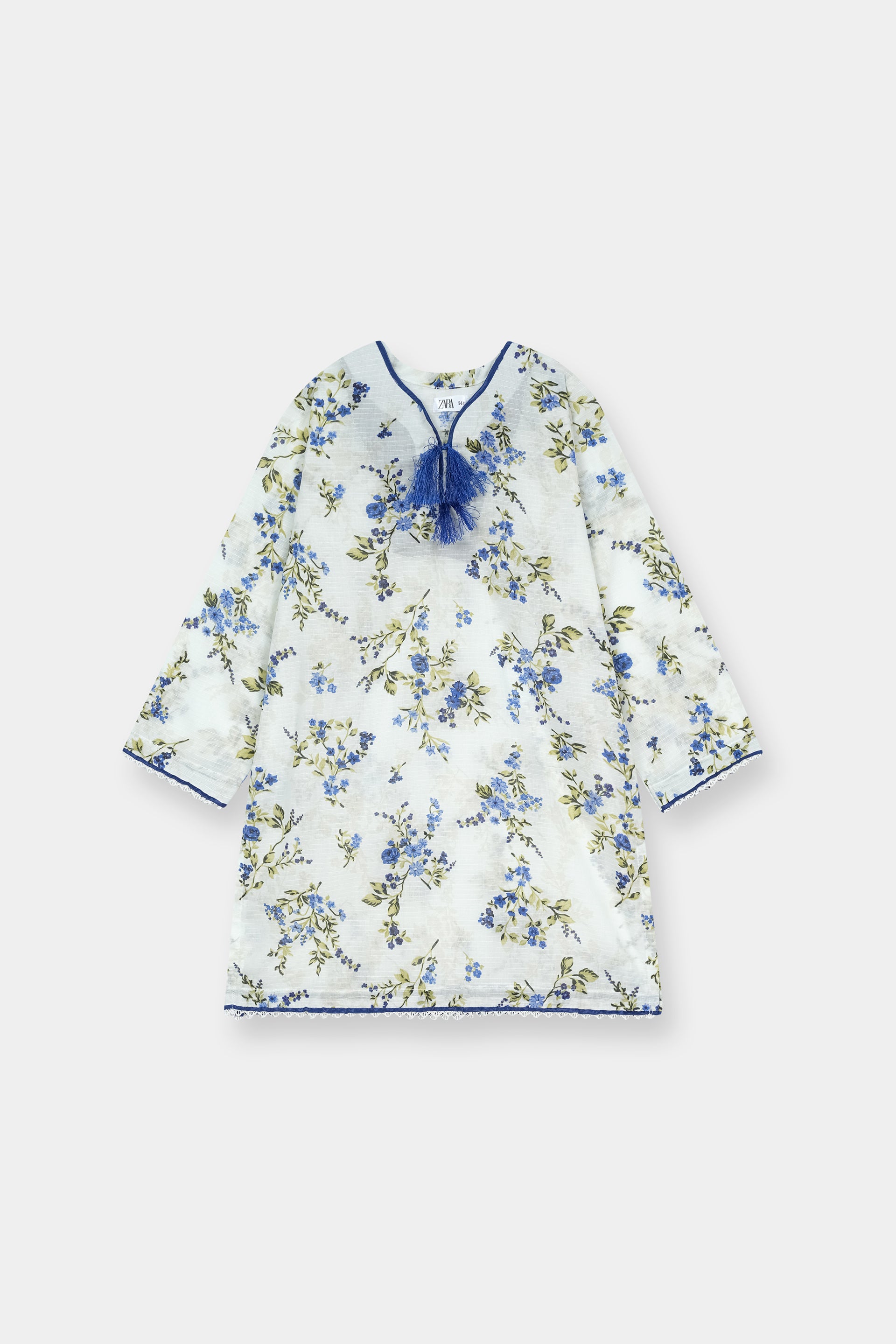 Luxury Dora Cotton Lawn Track Suit for Girls-White blue floral - MYK_Fatimas