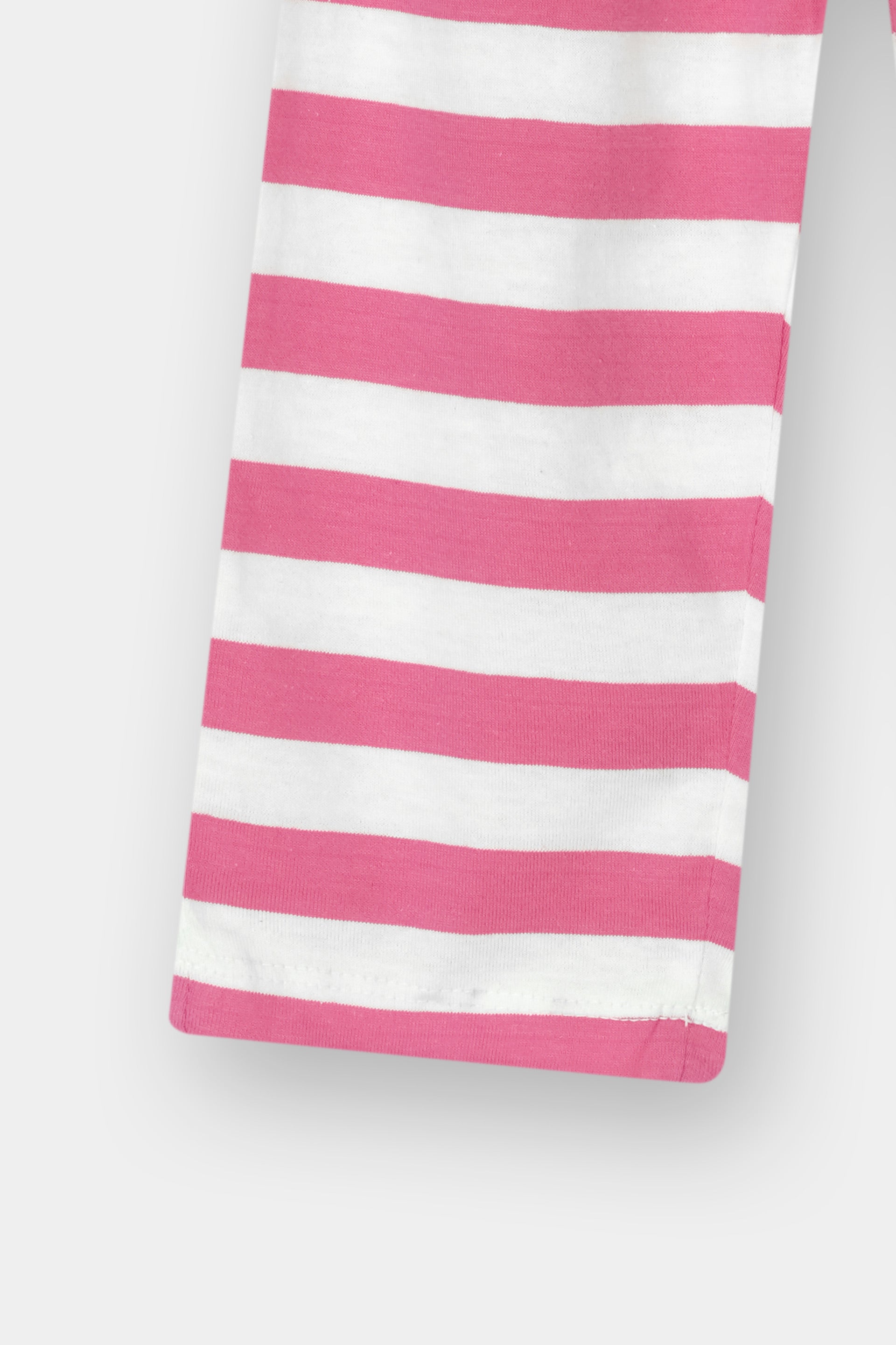 Cute Doll & Cat White Printed T-Shirt with Pink Striped Trouser Set