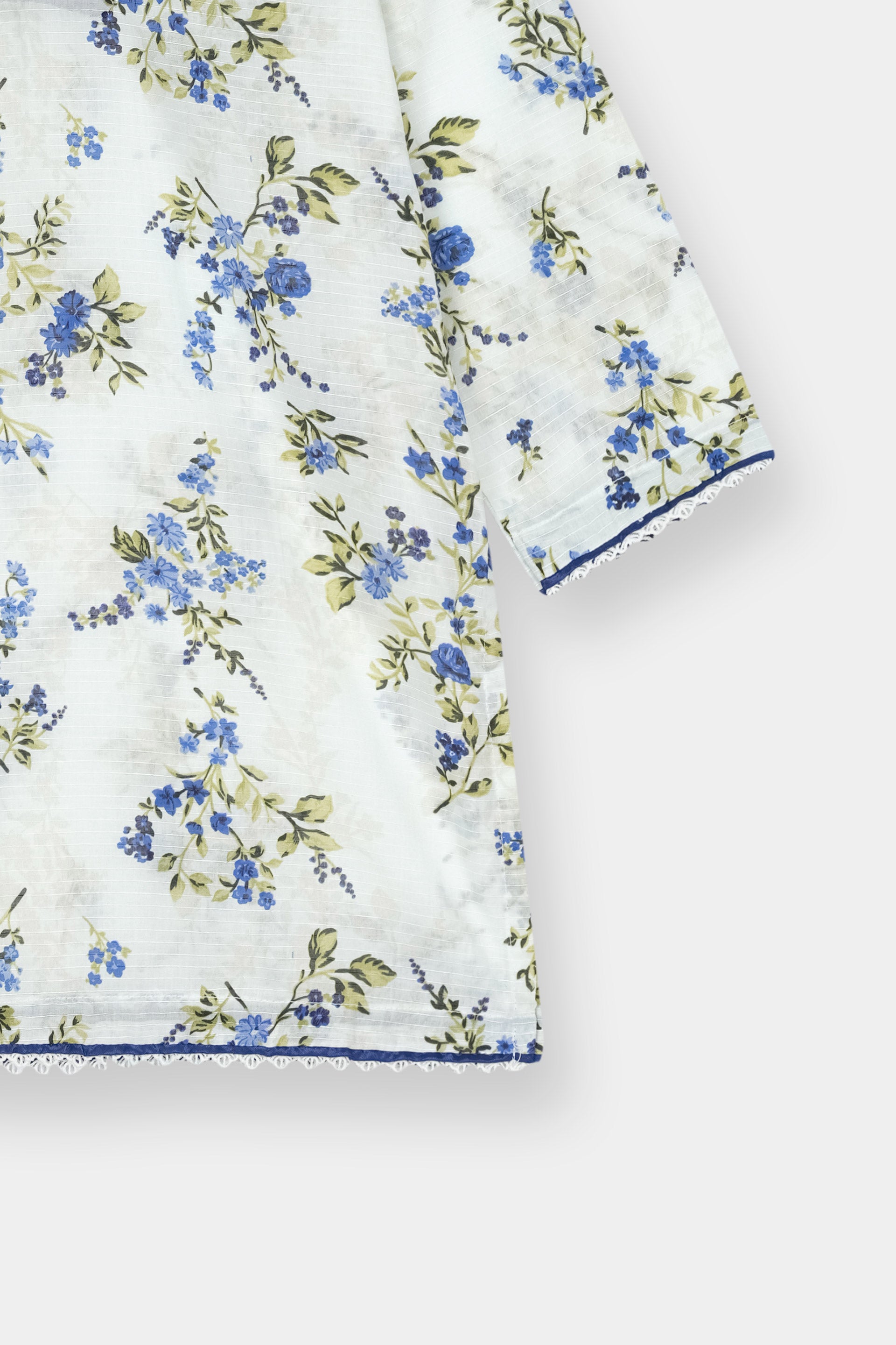 Luxury Dora Cotton Lawn Track Suit for Girls-White blue floral - MYK_Fatimas