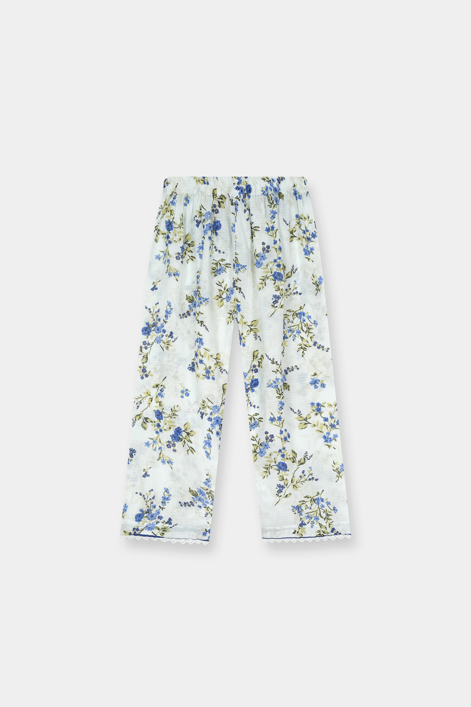 Luxury Dora Cotton Lawn Track Suit for Girls-White blue floral - MYK_Fatimas