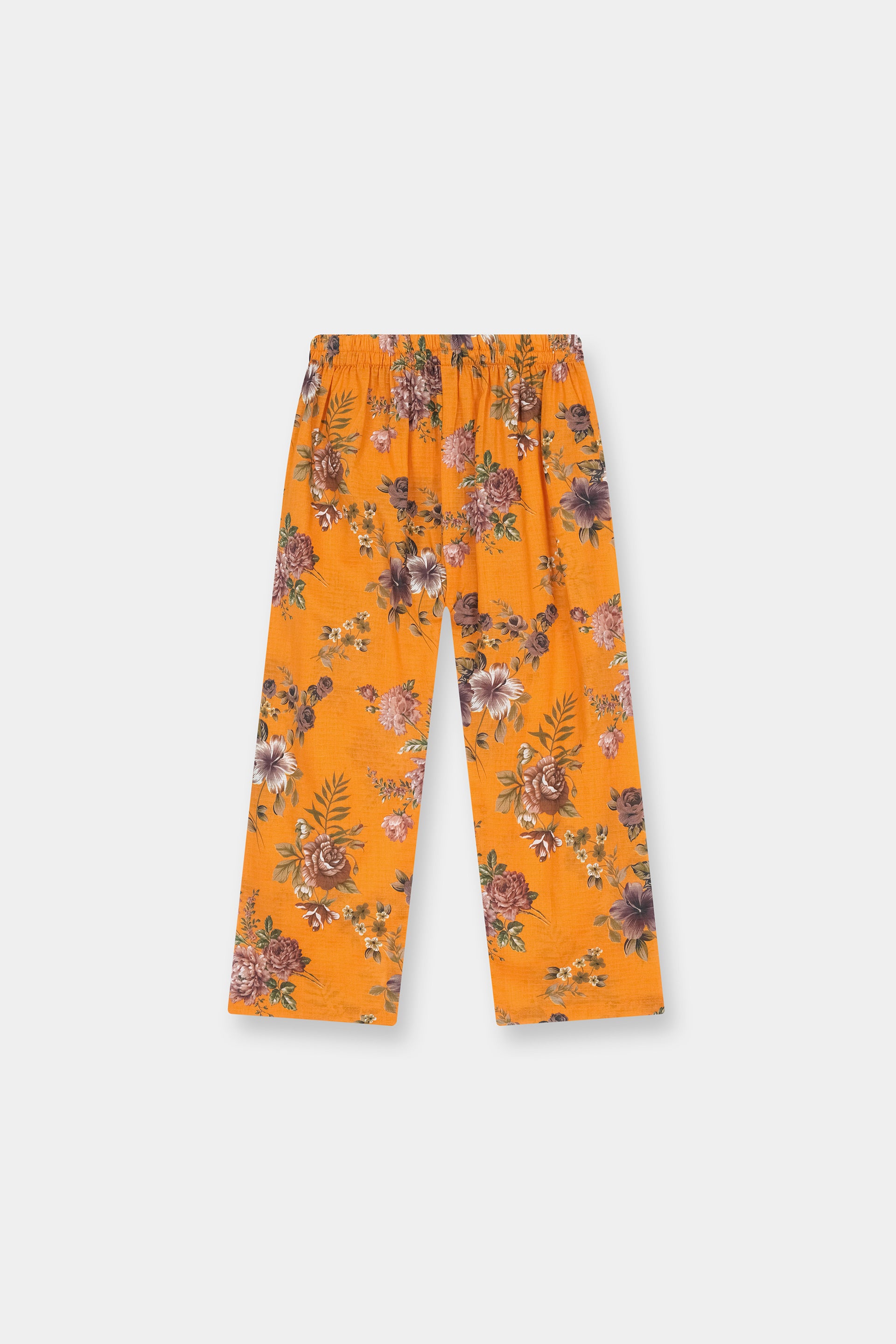 Luxury Dora Cotton Lawn Track Suit for Girls – Mustard Yellow with Brown & Beige Floral Print - MYK_Fatimas