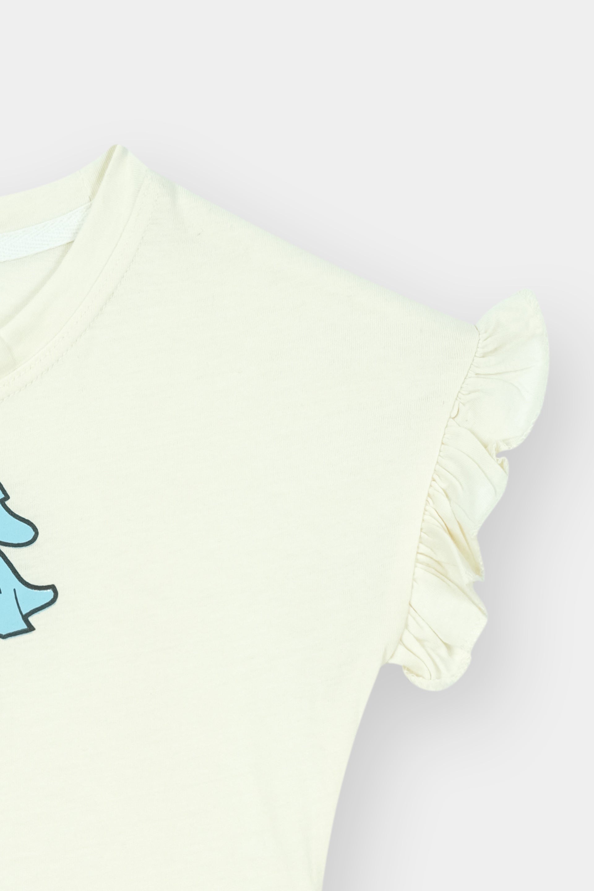 Cute Doll & Cat White Printed T-Shirt with Pink Striped Trouser Set - MYK_Fatimas