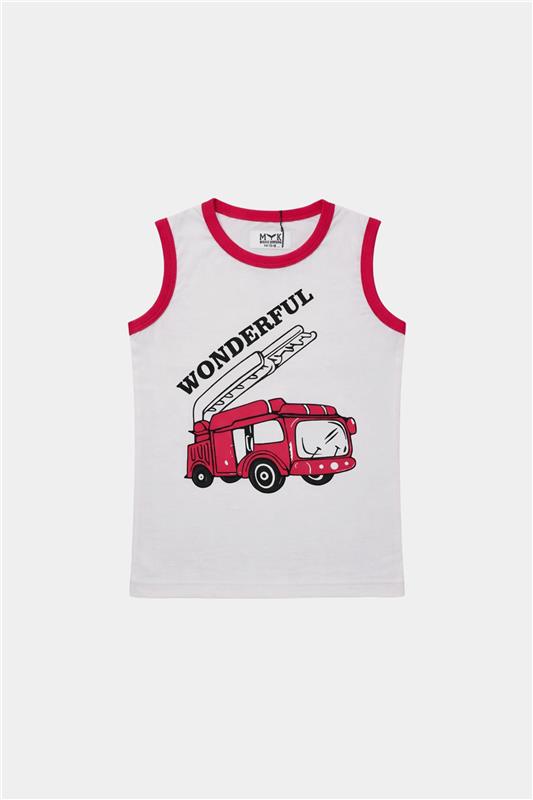 Wonderful Fire Truck Sleeveless Summer Set for Boys – Bold & Fun - MYK_Fatimas