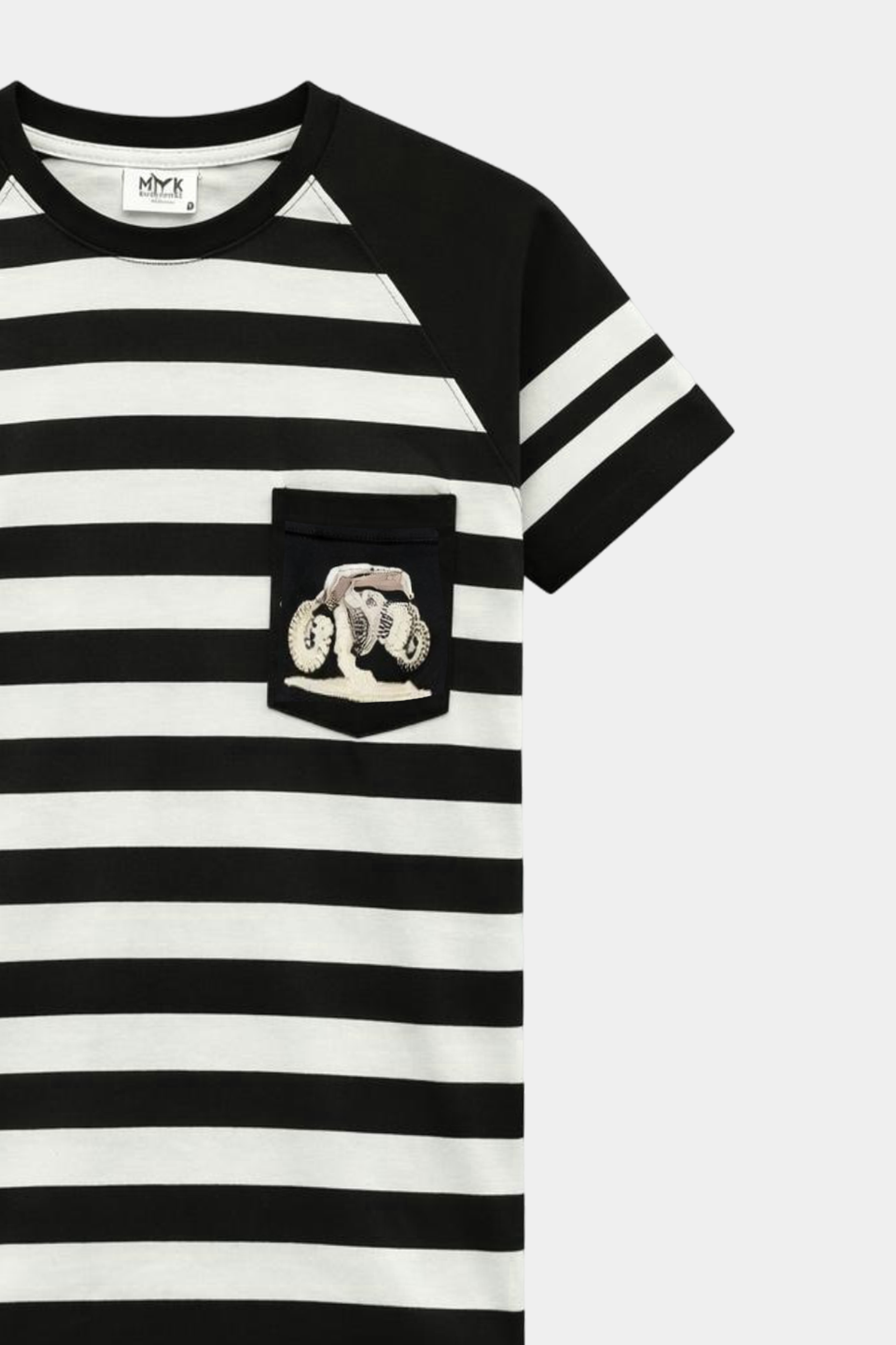 Boys Summer Striped Monster Truck Outfit – Black & White