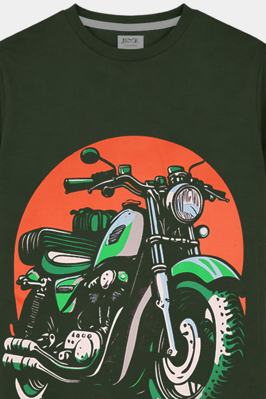 Boys Biker Graphic Summer T-Shirt – Dark Green - MYK_Fatimas