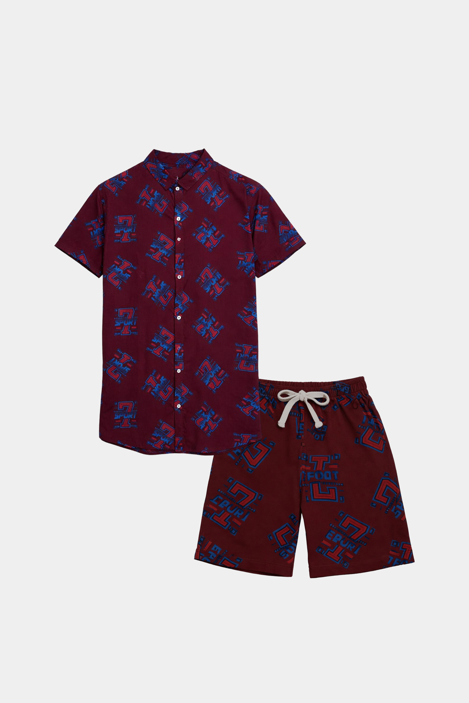 Sporty Maroon Summer Linen Co-Ord Set - MYK_Fatimas