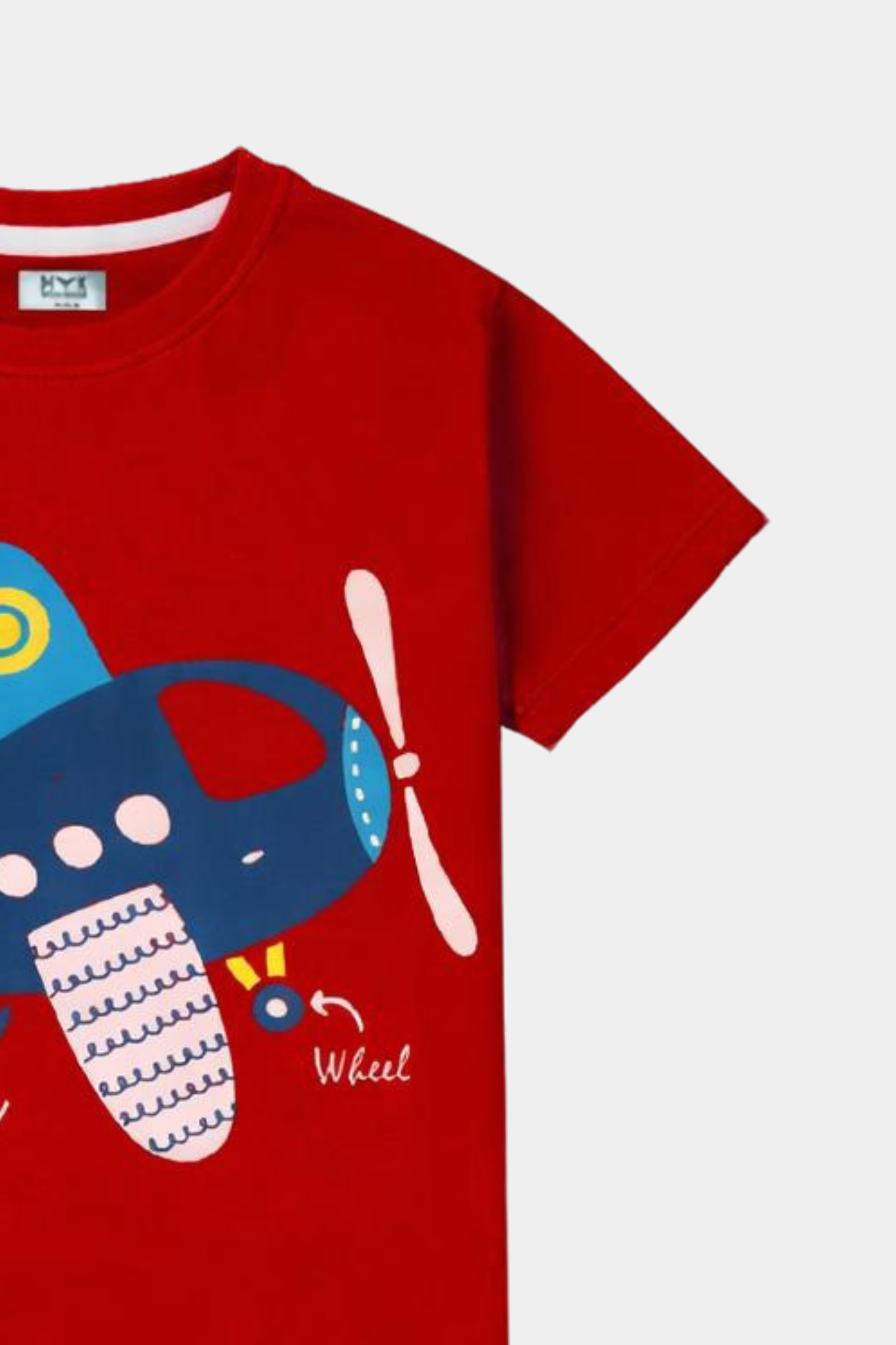 Boys’ Cartoon Airplane Adventure T-Shirt – Bright Red - MYK_Fatimas