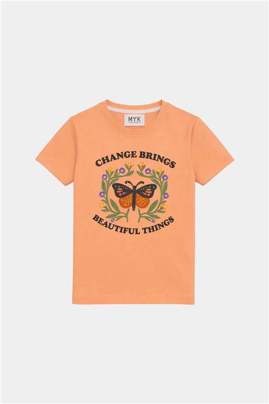 Peach Butterfly Print Girls' Summer Set – Change Brings Beautiful Things - MYK_Fatimas