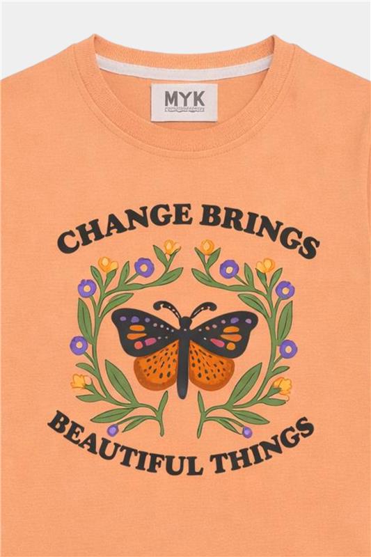 Peach Butterfly Print Girls' Summer Set – Change Brings Beautiful Things - MYK_Fatimas