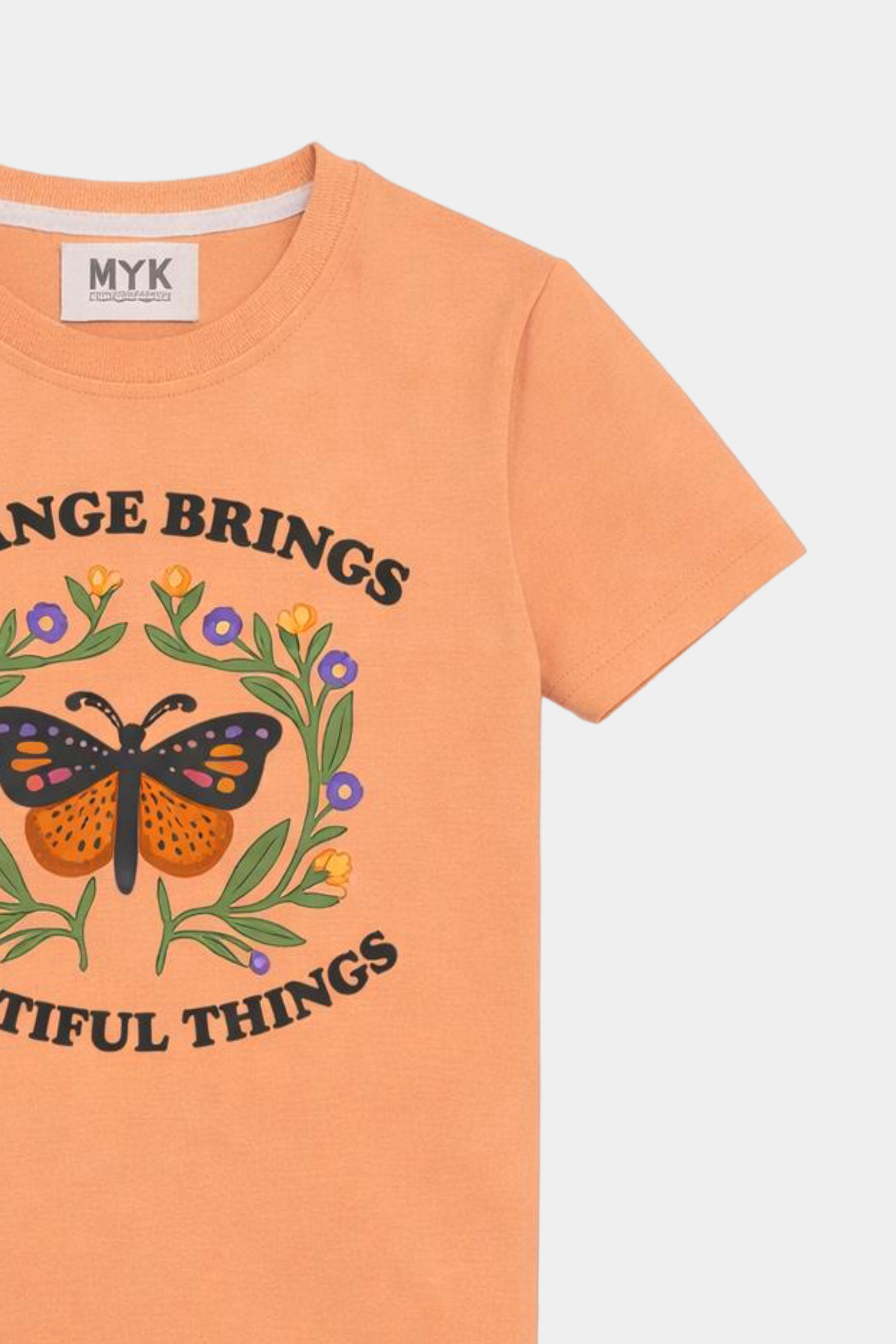 Peach Butterfly Print Girls' Summer Set – Change Brings Beautiful Things - MYK_Fatimas