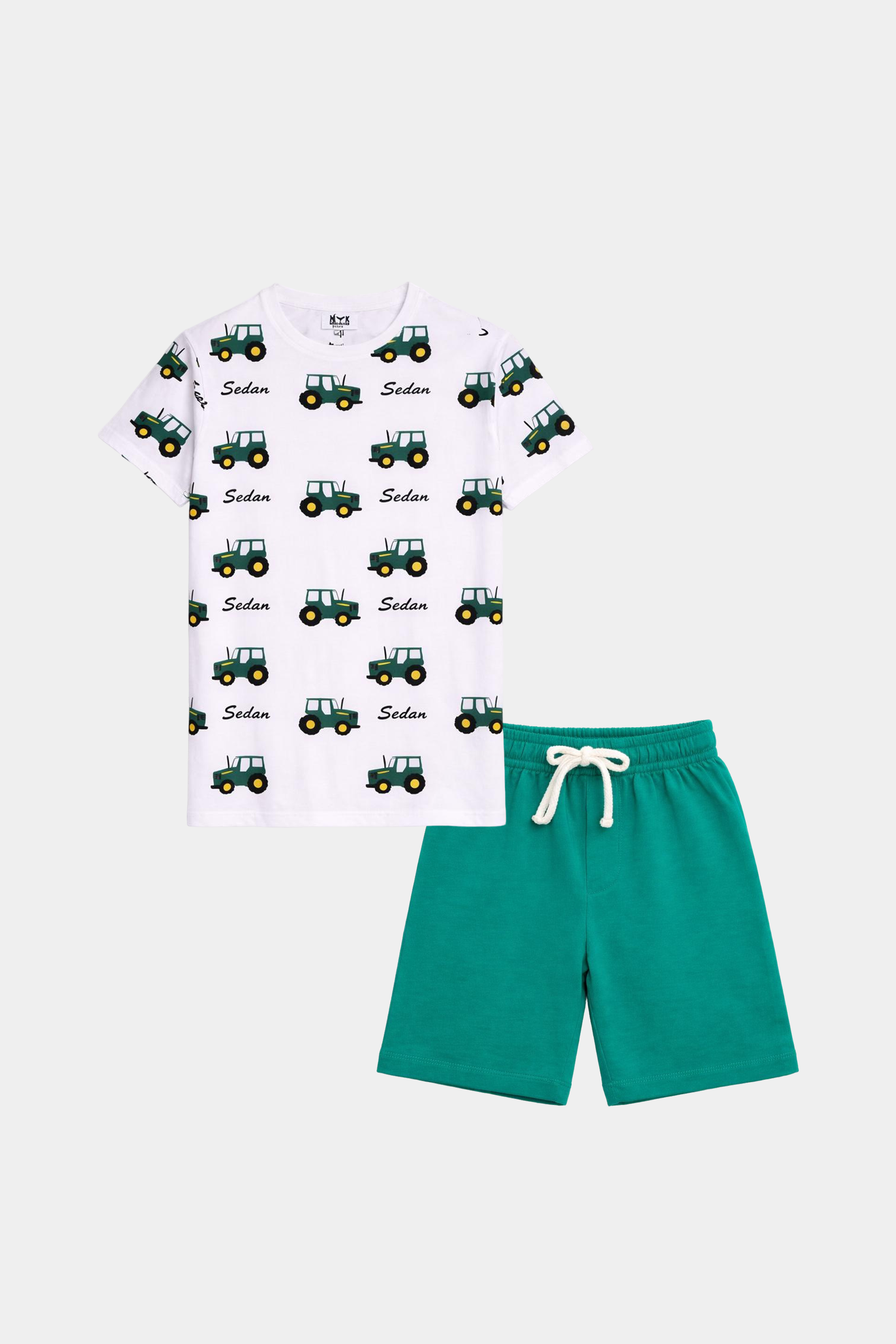 Boys Tractor Print "Sedan" Summer T-Shirt & Shorts Set - MYK_Fatimas