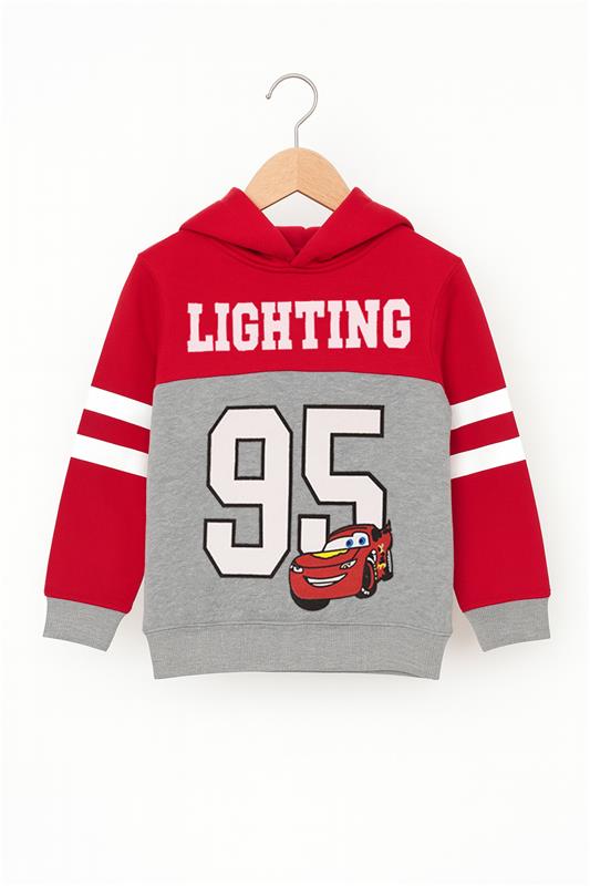 Lighting 95 Red & Grey Fleece Hoodie Tracksuit 2 pcs set - MYK_Fatimas