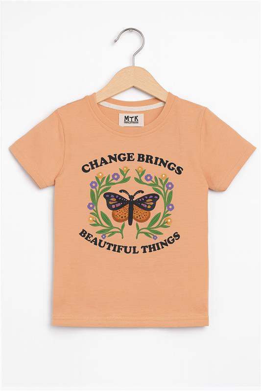 Peach Butterfly Print Girls' Summer Set – Change Brings Beautiful Things