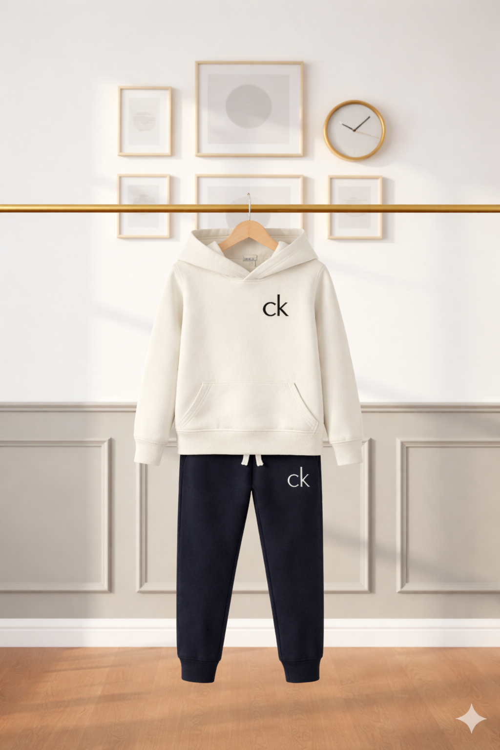 Kids Hooded Sweatshirt with Matching Pants-Check