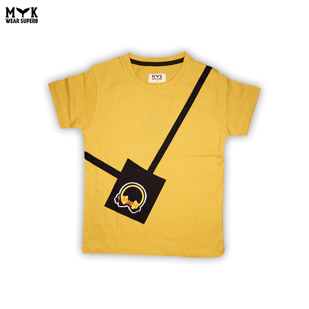 Boys Yellow & Black Music-Themed T-Shirt and Shorts Set