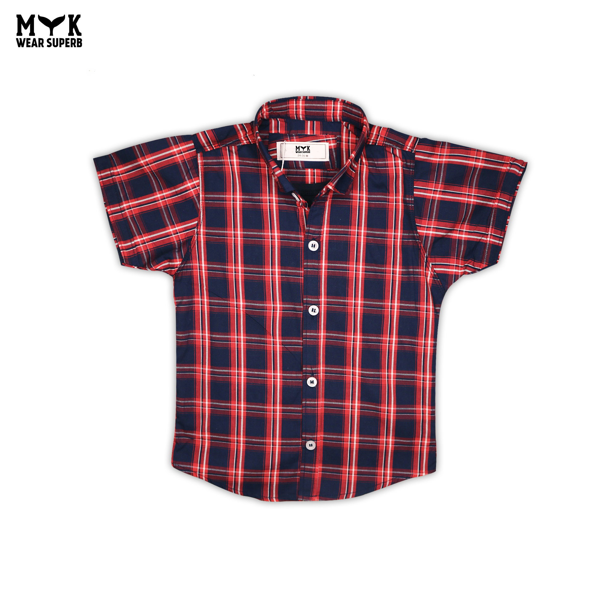 On My Way to Adventure Check Double Shirt Blue Box Red & Whit Lining