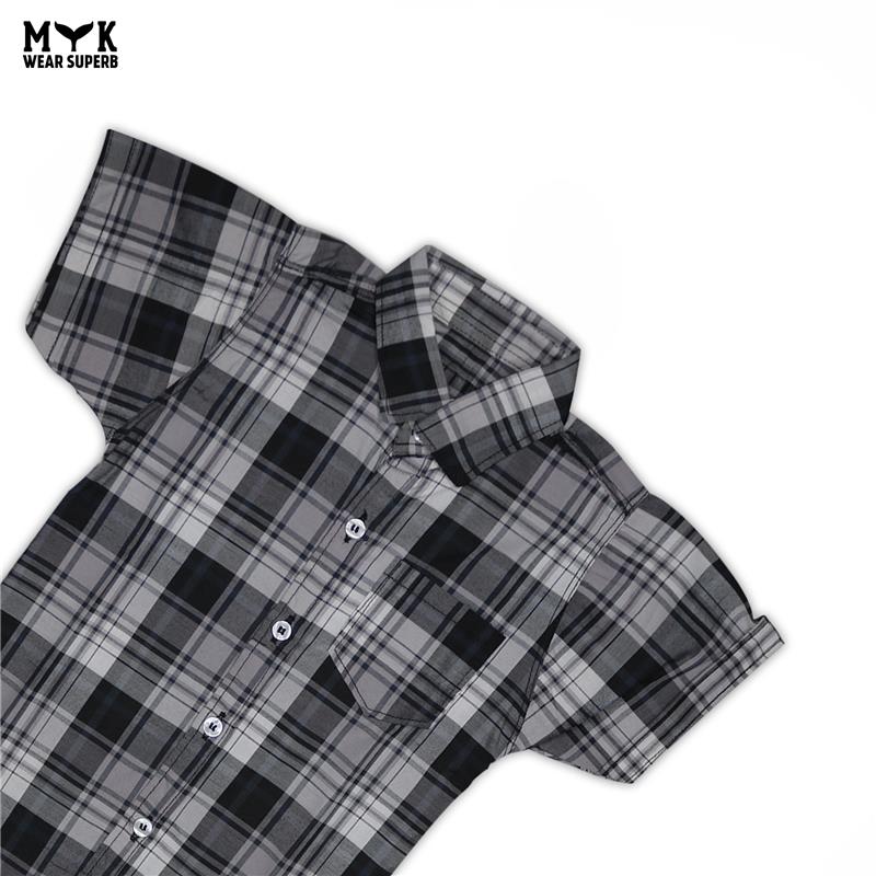 Boys Black & White Checkered Casual Shirt