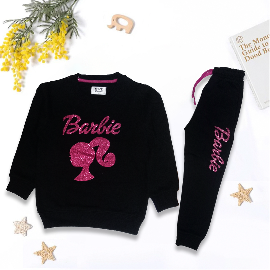 Baby Girl Barbie  Sweatshirt With Trouser Long Sleeve Outfits Set