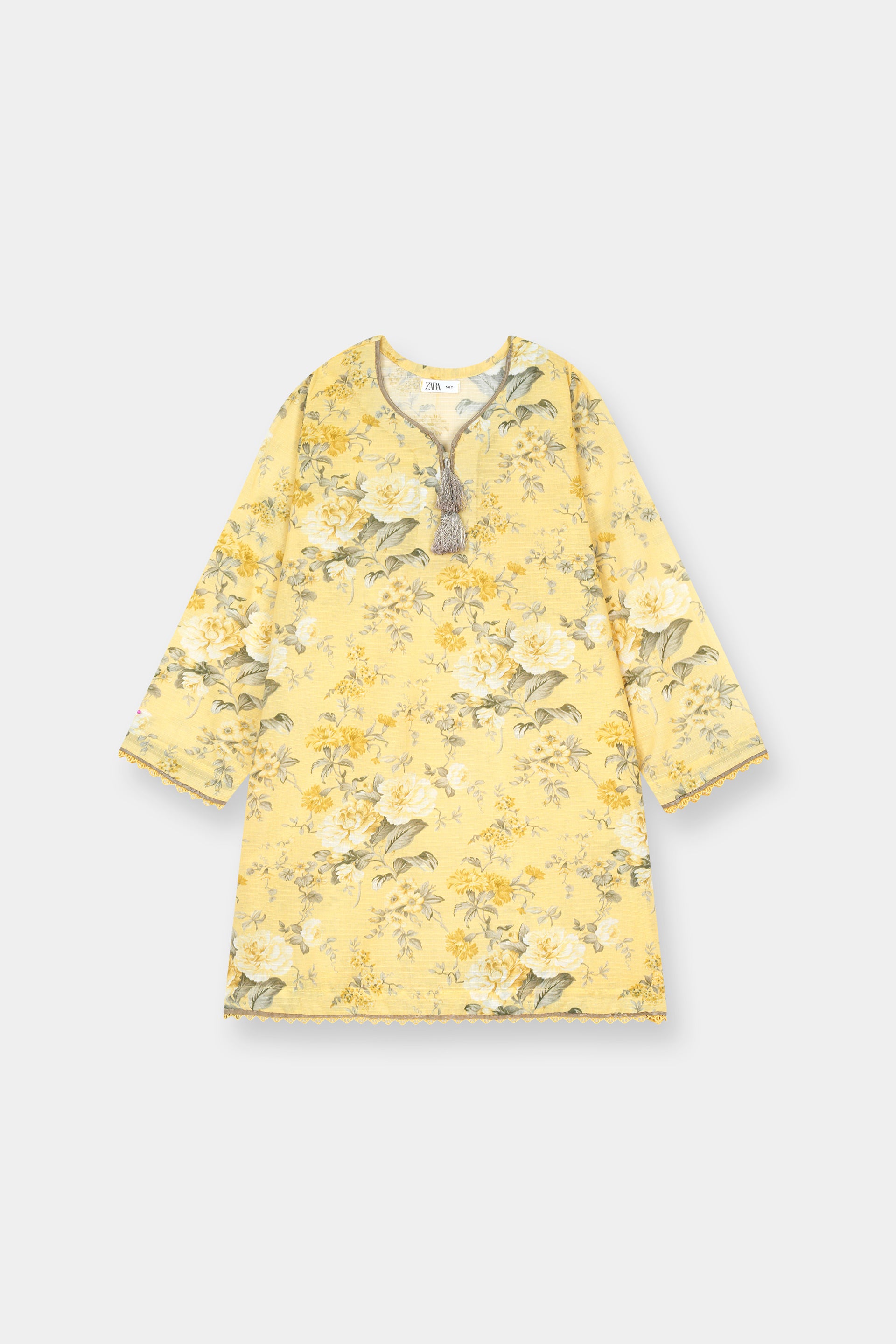 Luxury Dora Cotton Lawn Track Suit for Girls-Soft Yellow Floral - MYK_Fatimas