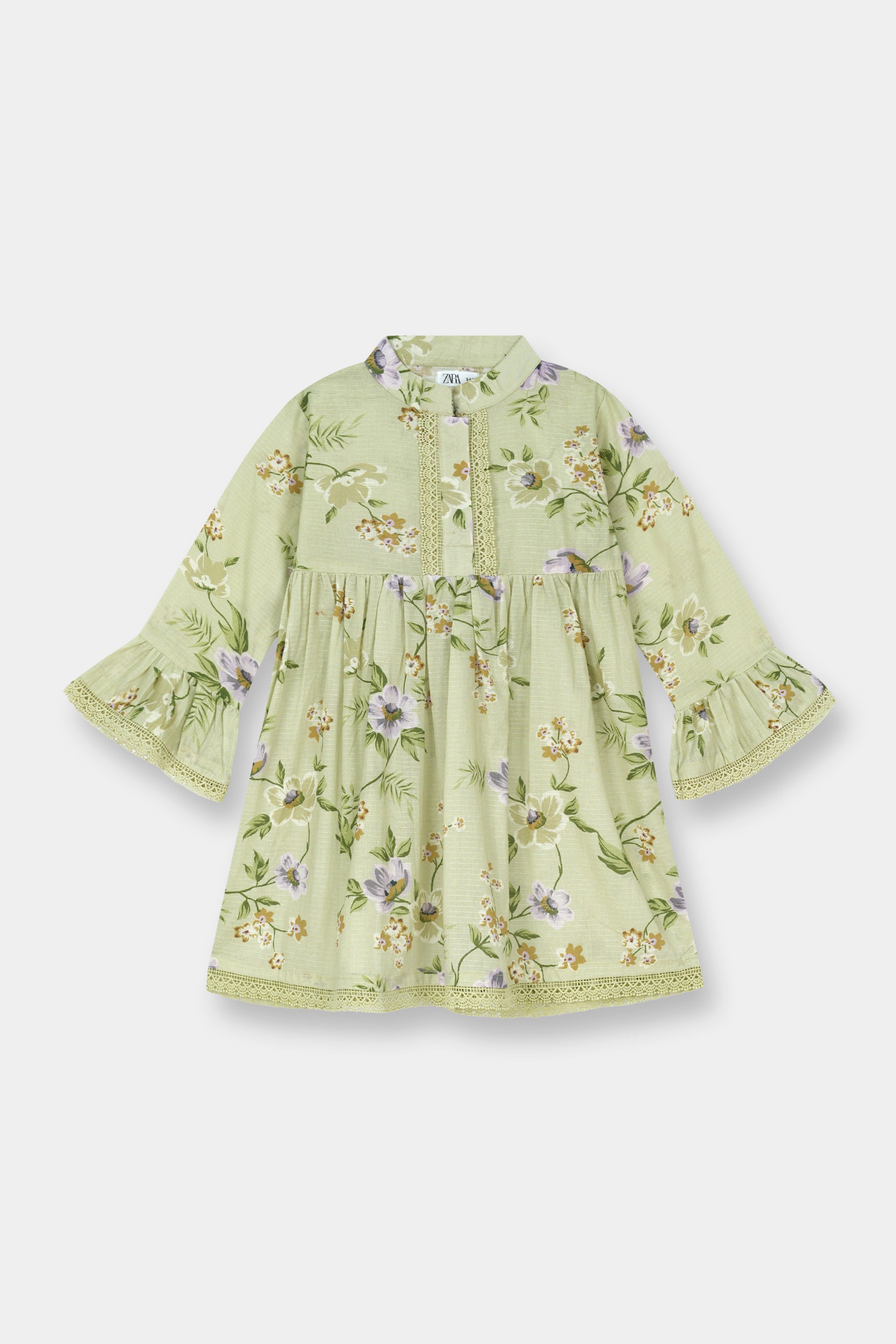 Luxury Cotton Lawn Girls 2 Piece Suit – Light Green Floral - MYK_Fatimas