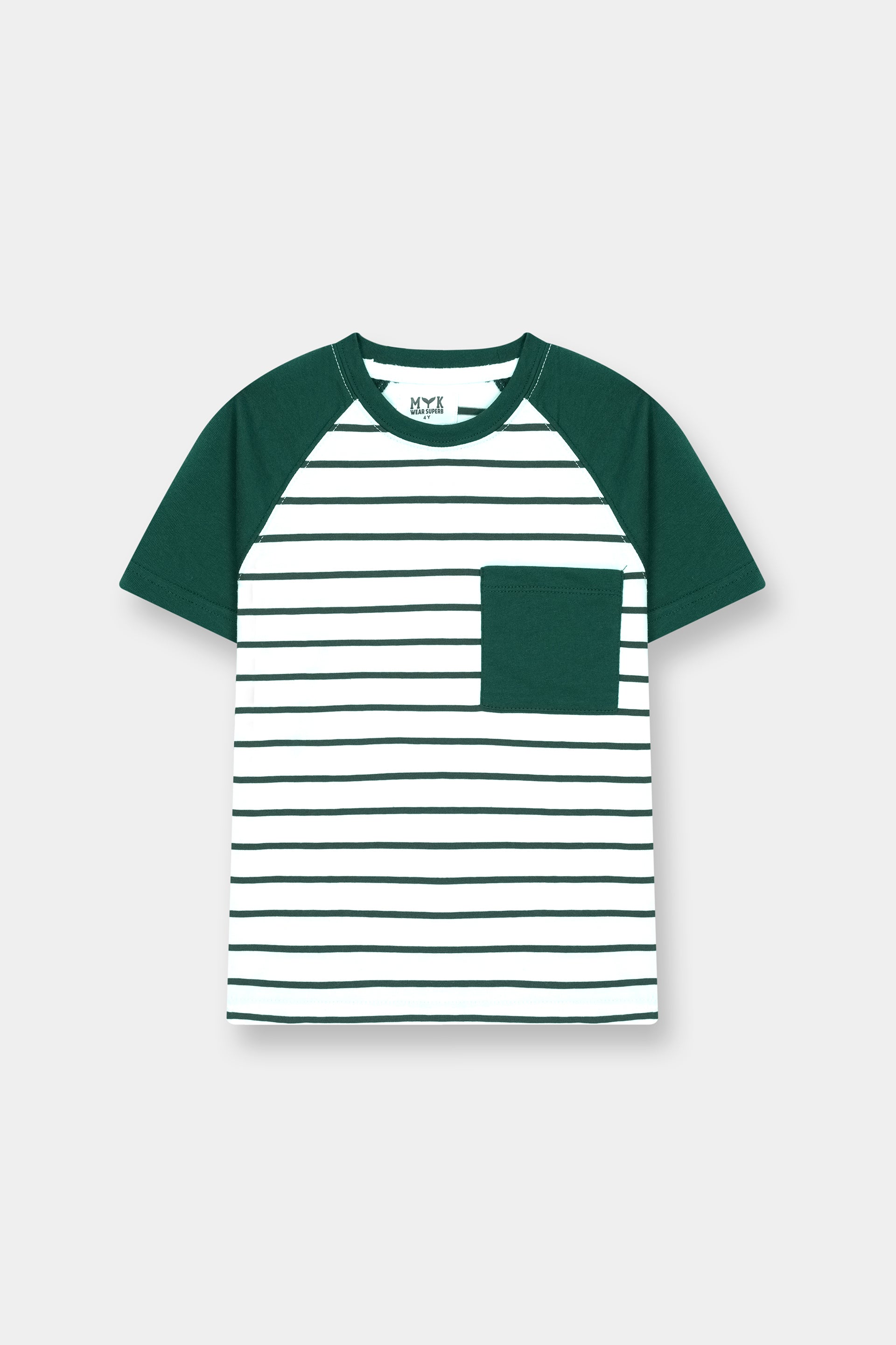 Boys Green White Striped Casual Co Ord Set