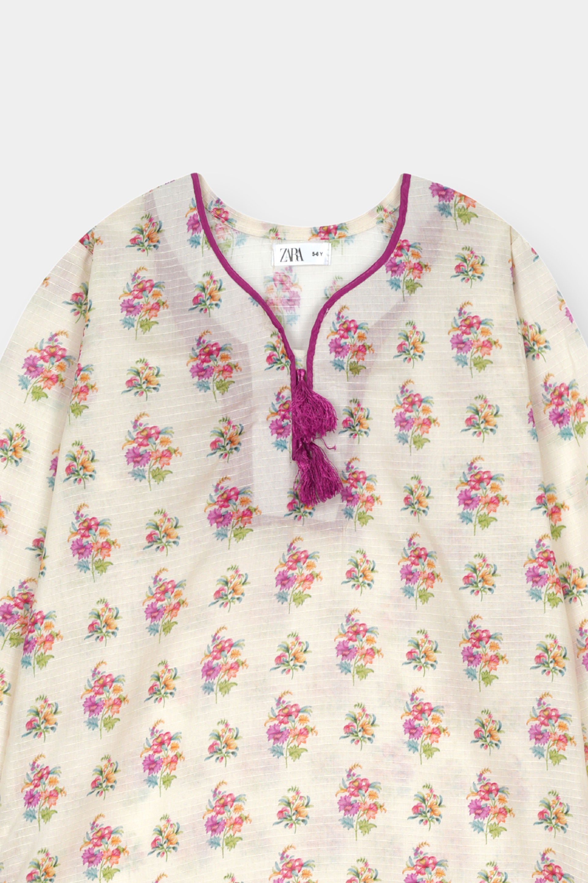 Luxury Dora Cotton Lawn Track Suit for Girls -Cream with Pink & Magenta Floral - MYK_Fatimas