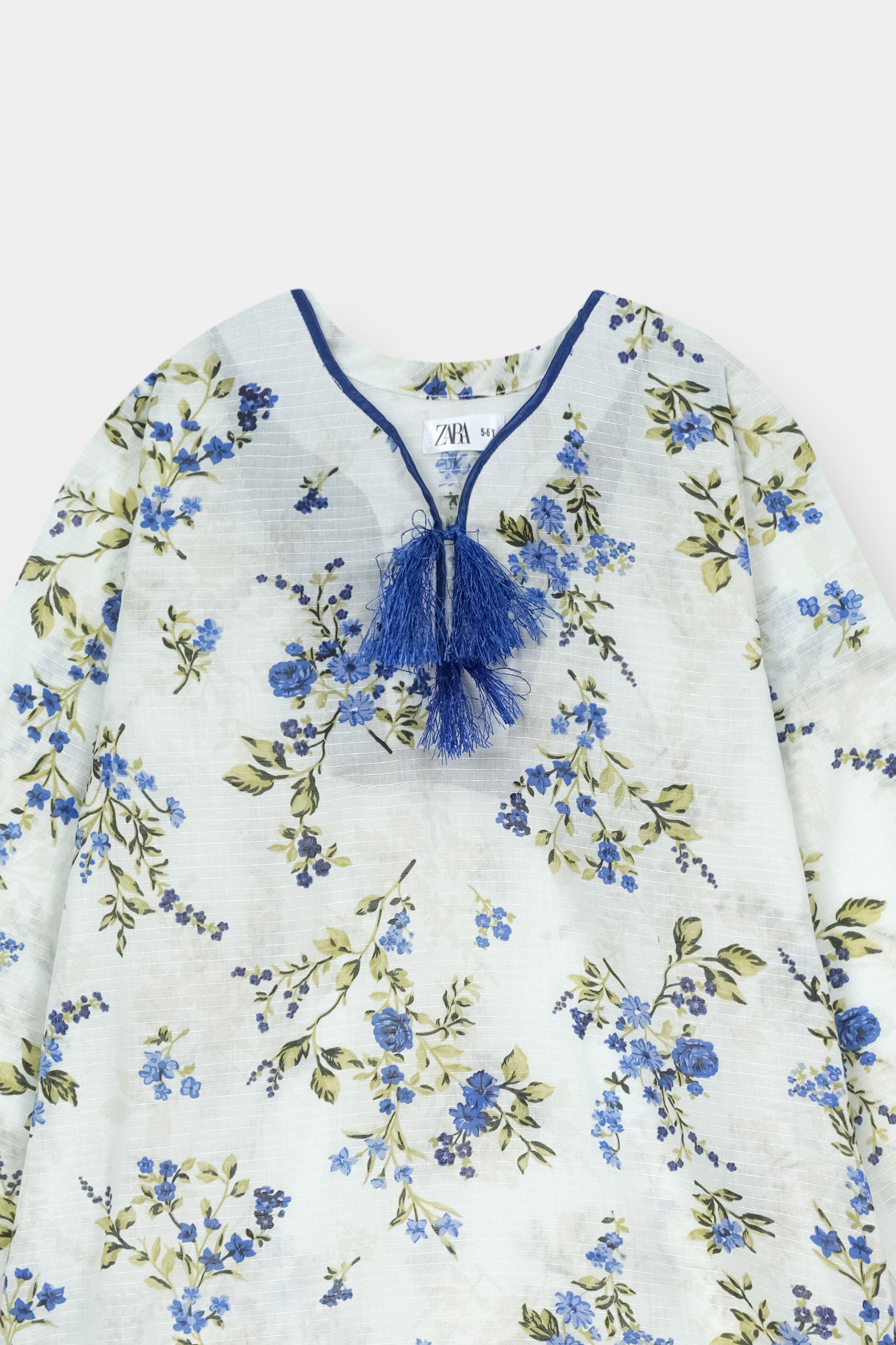 Luxury Dora Cotton Lawn Track Suit for Girls-White blue floral - MYK_Fatimas