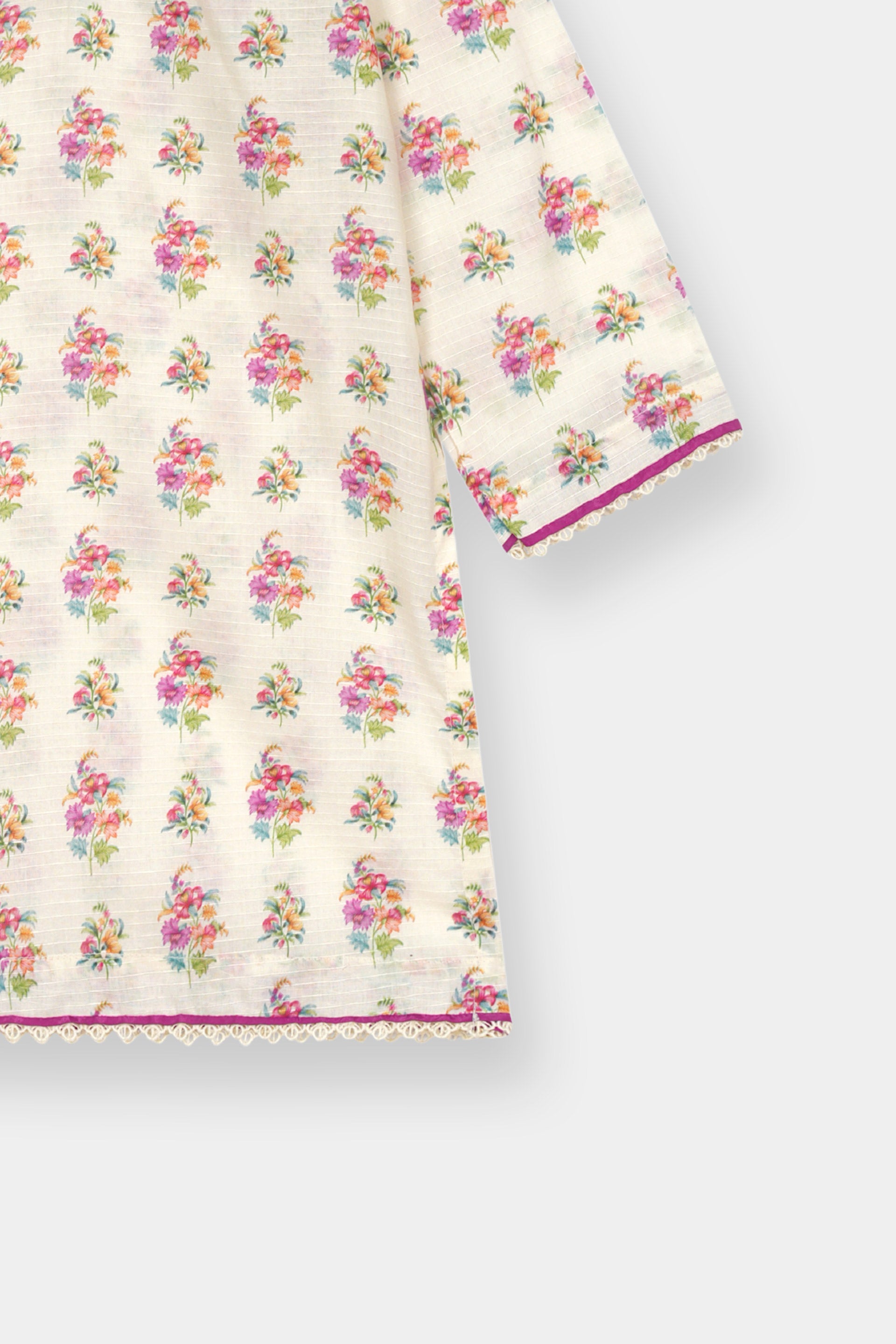 Luxury Dora Cotton Lawn Track Suit for Girls -Cream with Pink & Magenta Floral - MYK_Fatimas