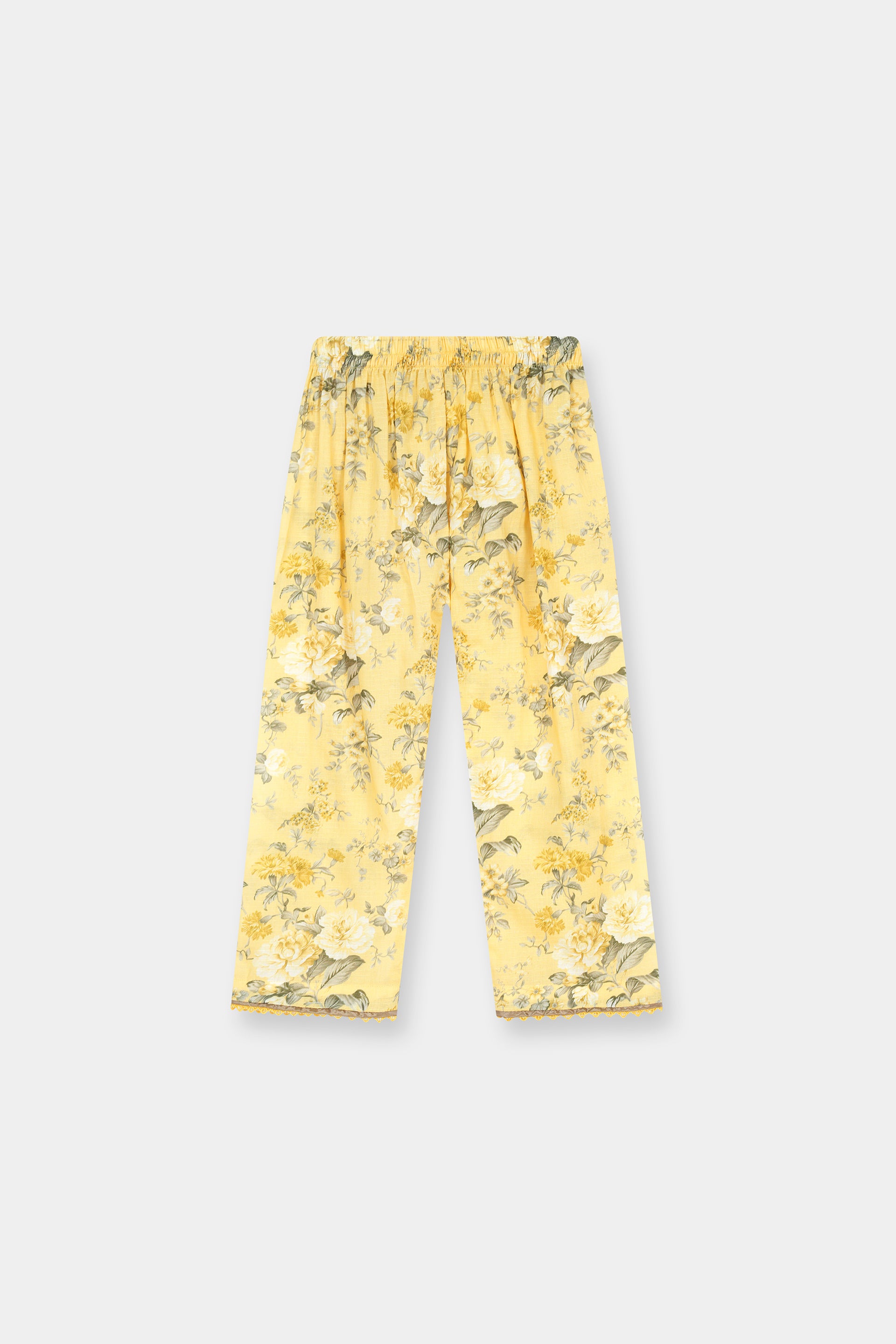 Luxury Dora Cotton Lawn Track Suit for Girls-Soft Yellow Floral - MYK_Fatimas