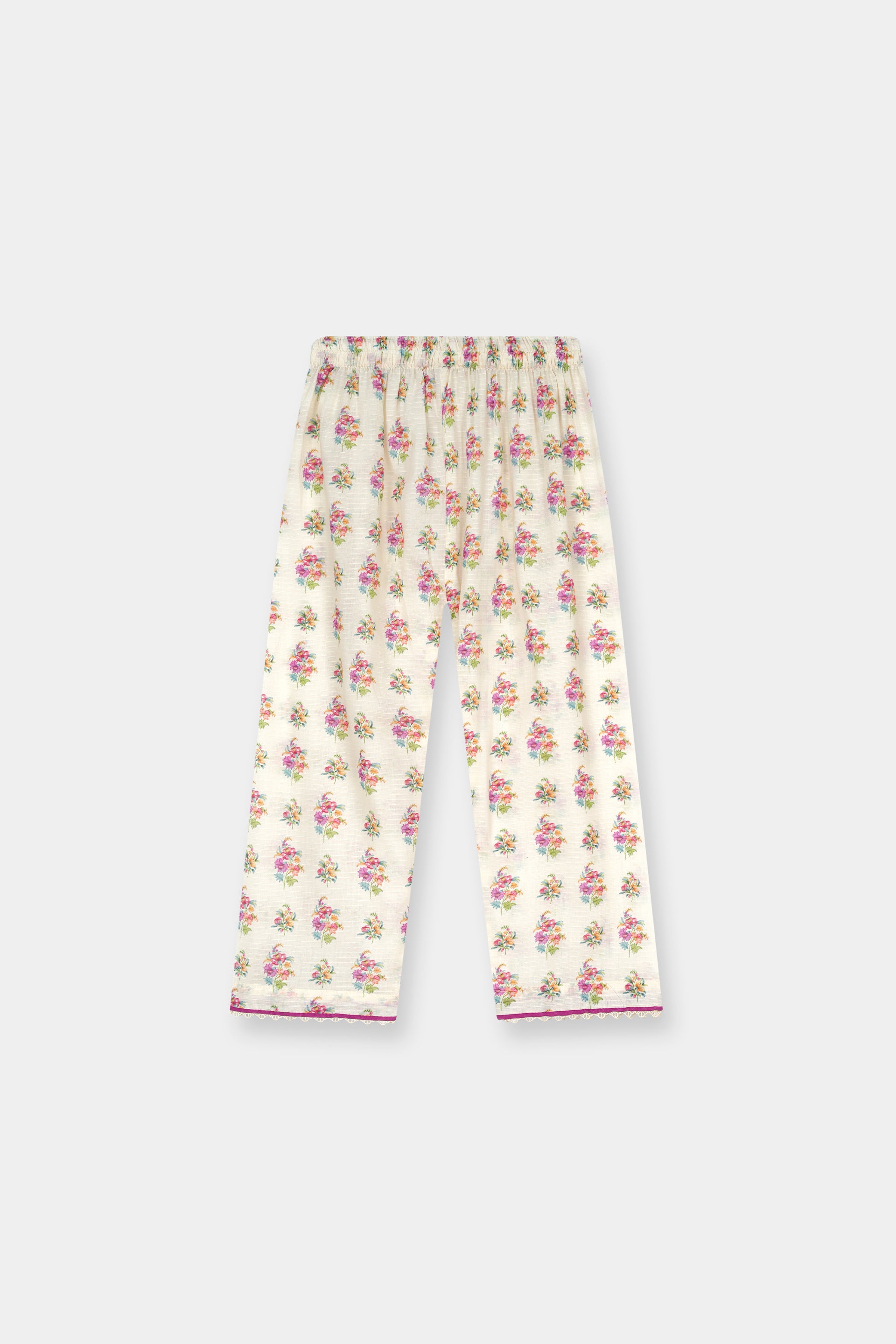 Luxury Dora Cotton Lawn Track Suit for Girls -Cream with Pink & Magenta Floral - MYK_Fatimas