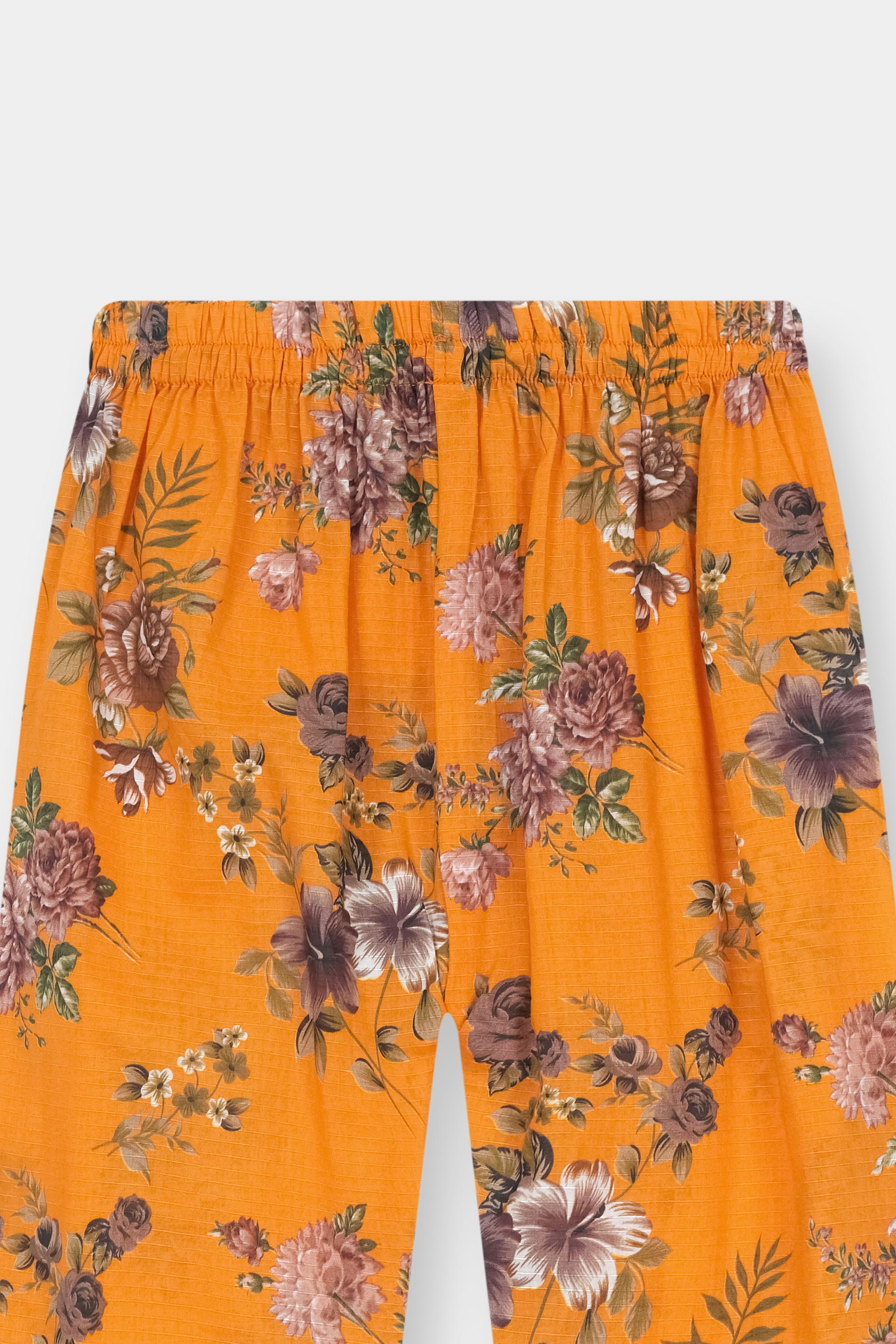 Luxury Dora Cotton Lawn Track Suit for Girls – Mustard Yellow with Brown & Beige Floral Print - MYK_Fatimas