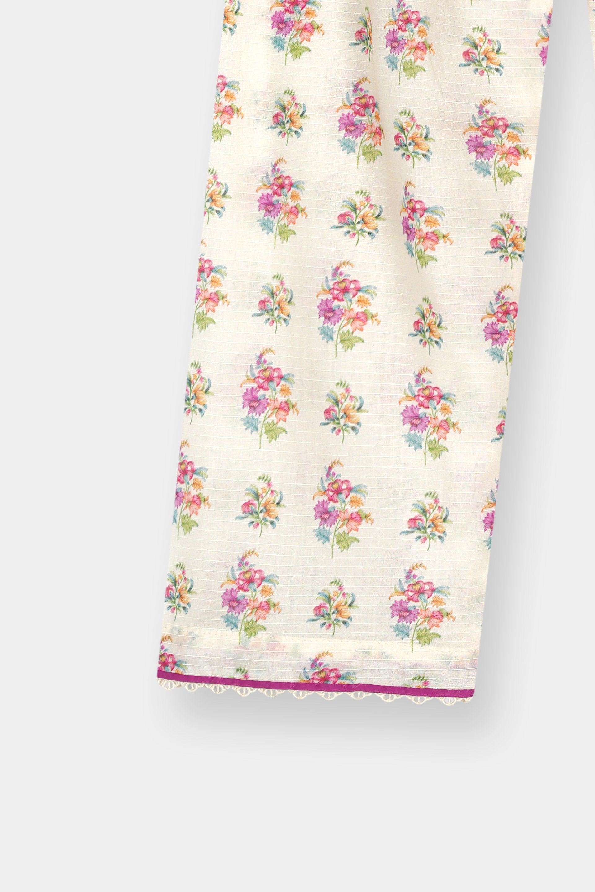 Luxury Dora Cotton Lawn Track Suit for Girls -Cream with Pink & Magenta Floral - MYK_Fatimas