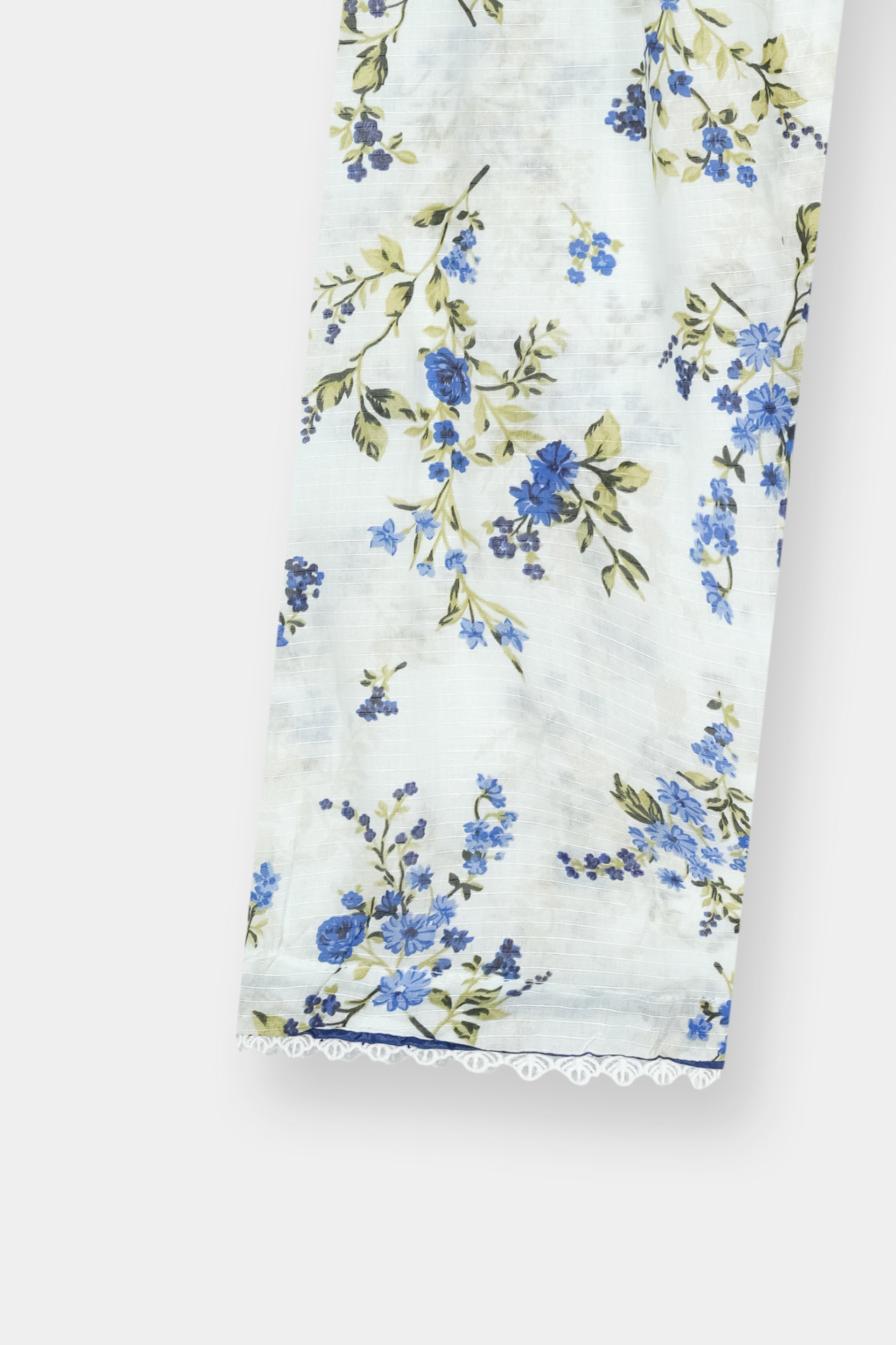 Luxury Dora Cotton Lawn Track Suit for Girls-White blue floral - MYK_Fatimas