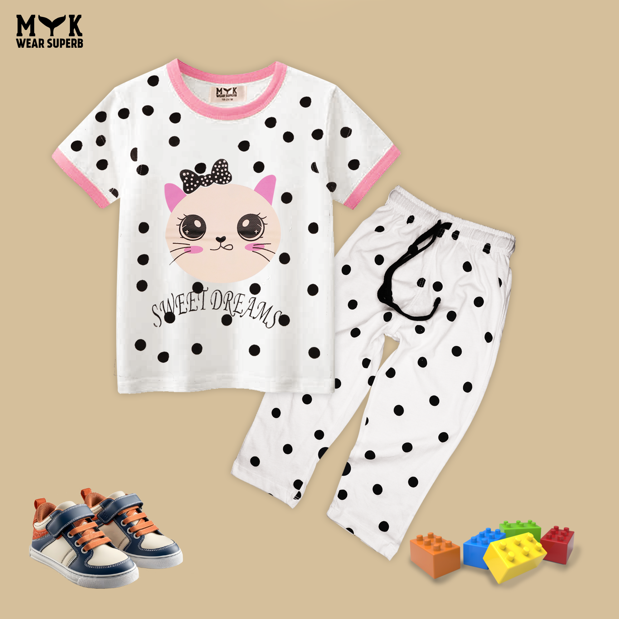 Sweet Dreams Summer Garment with Cute Cat Design by MYK