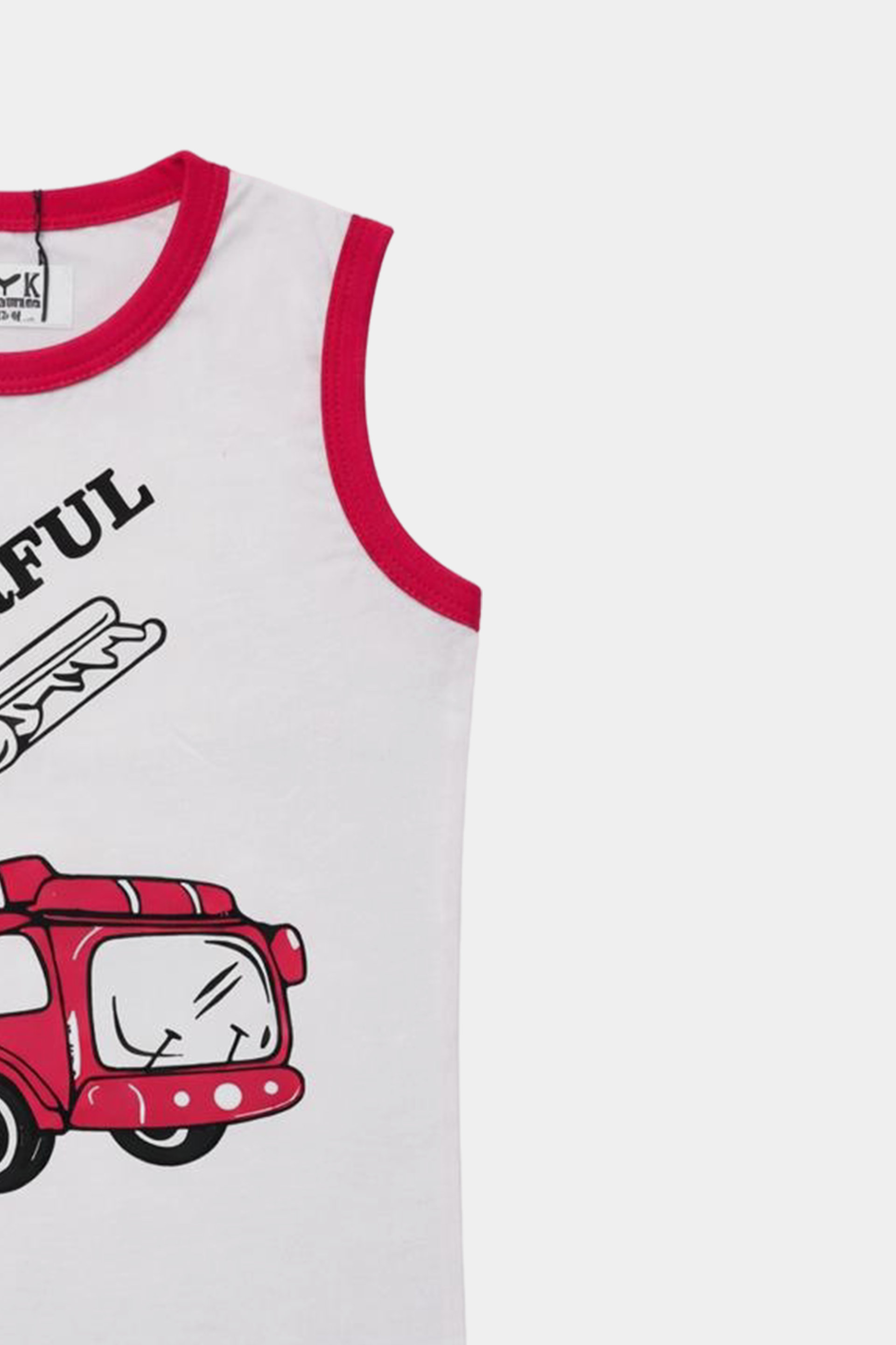Wonderful Fire Truck Sleeveless Summer Set for Boys – Bold & Fun - MYK_Fatimas