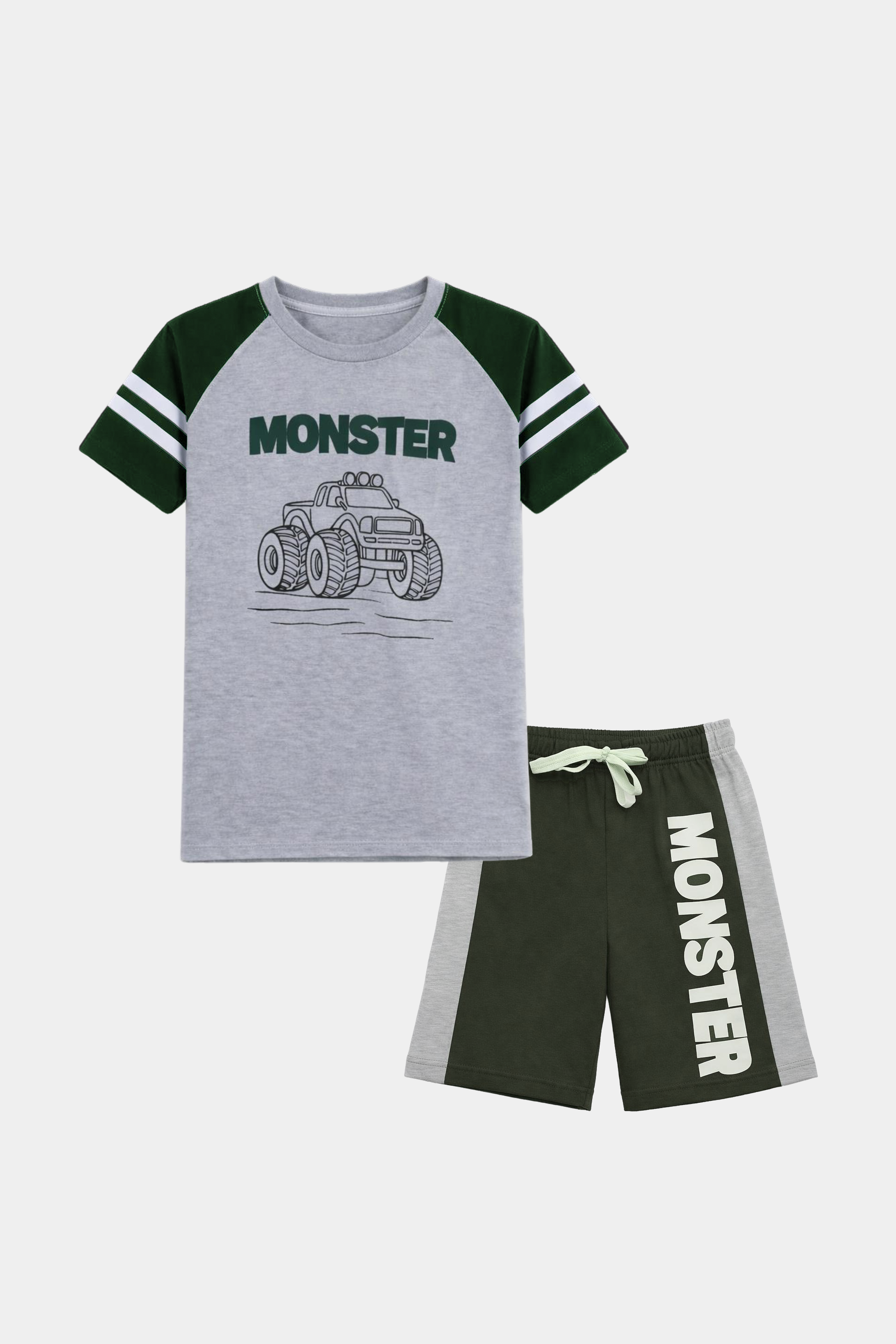 Monster Truck Printed T-Shirt & Shorts Set - MYK_Fatimas