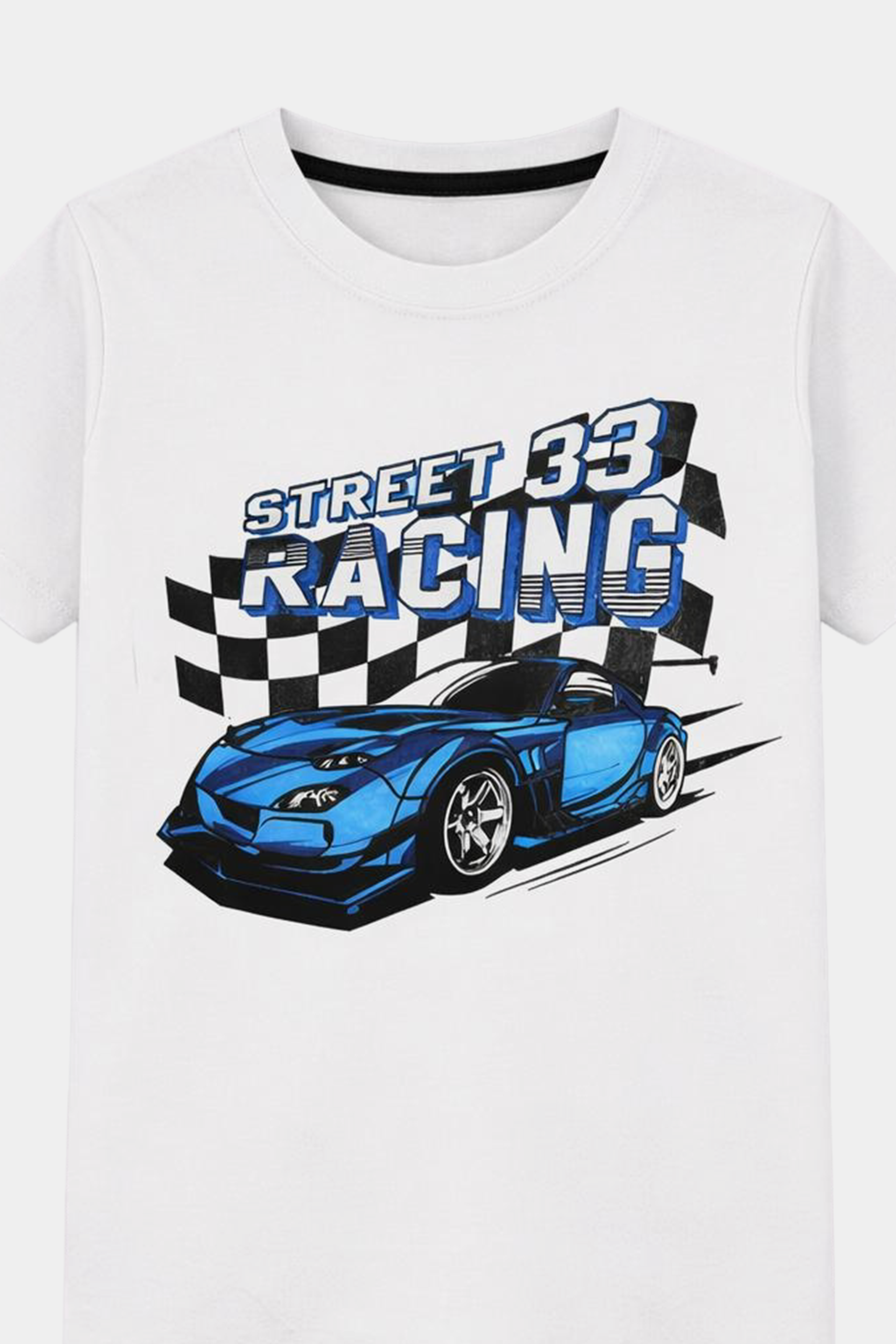 Racing Cars Print Casual Outfit Round Neck T-Shirt Shorts for Kids - MYK_Fatimas