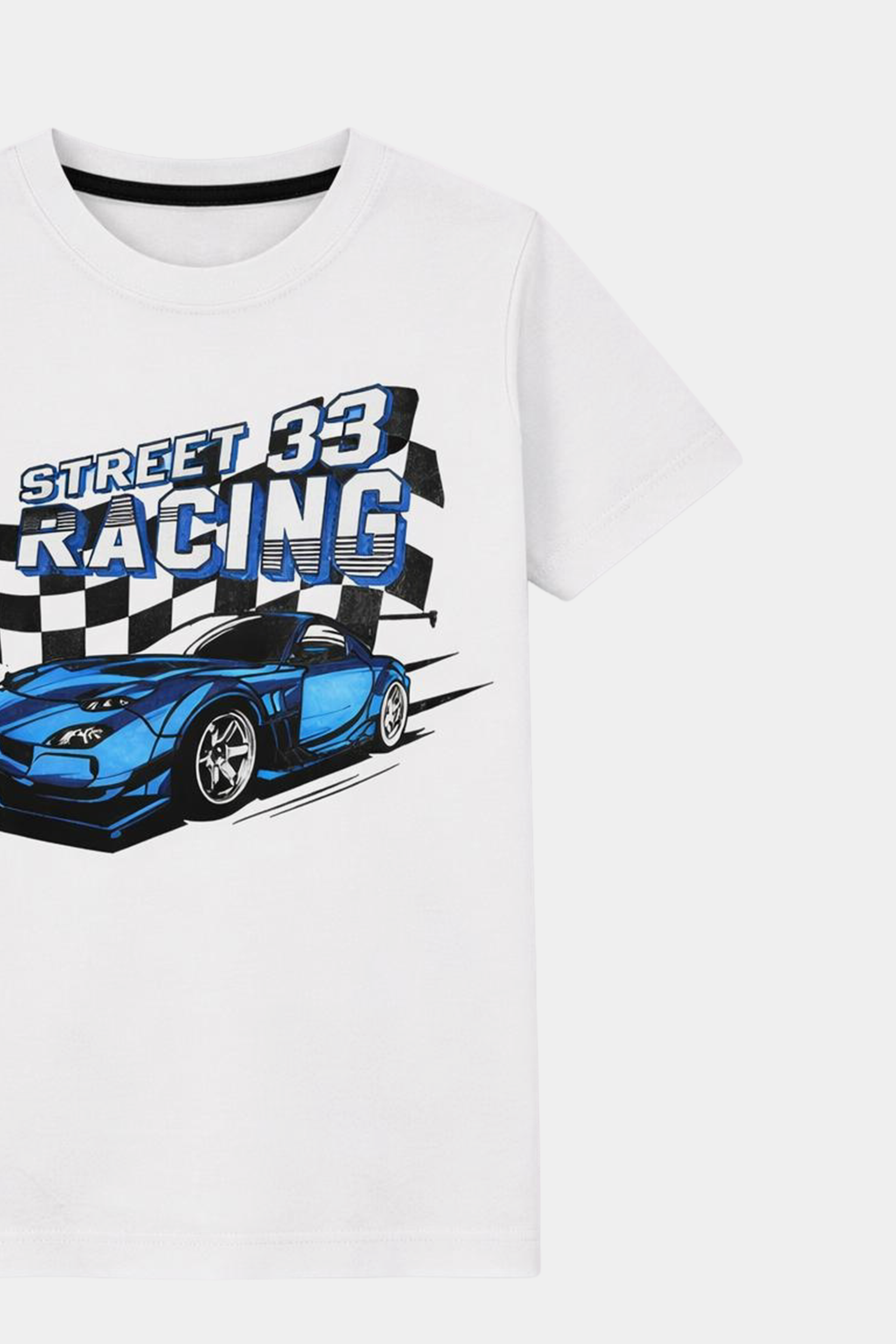 Racing Cars Print Casual Outfit Round Neck T-Shirt Shorts for Kids - MYK_Fatimas