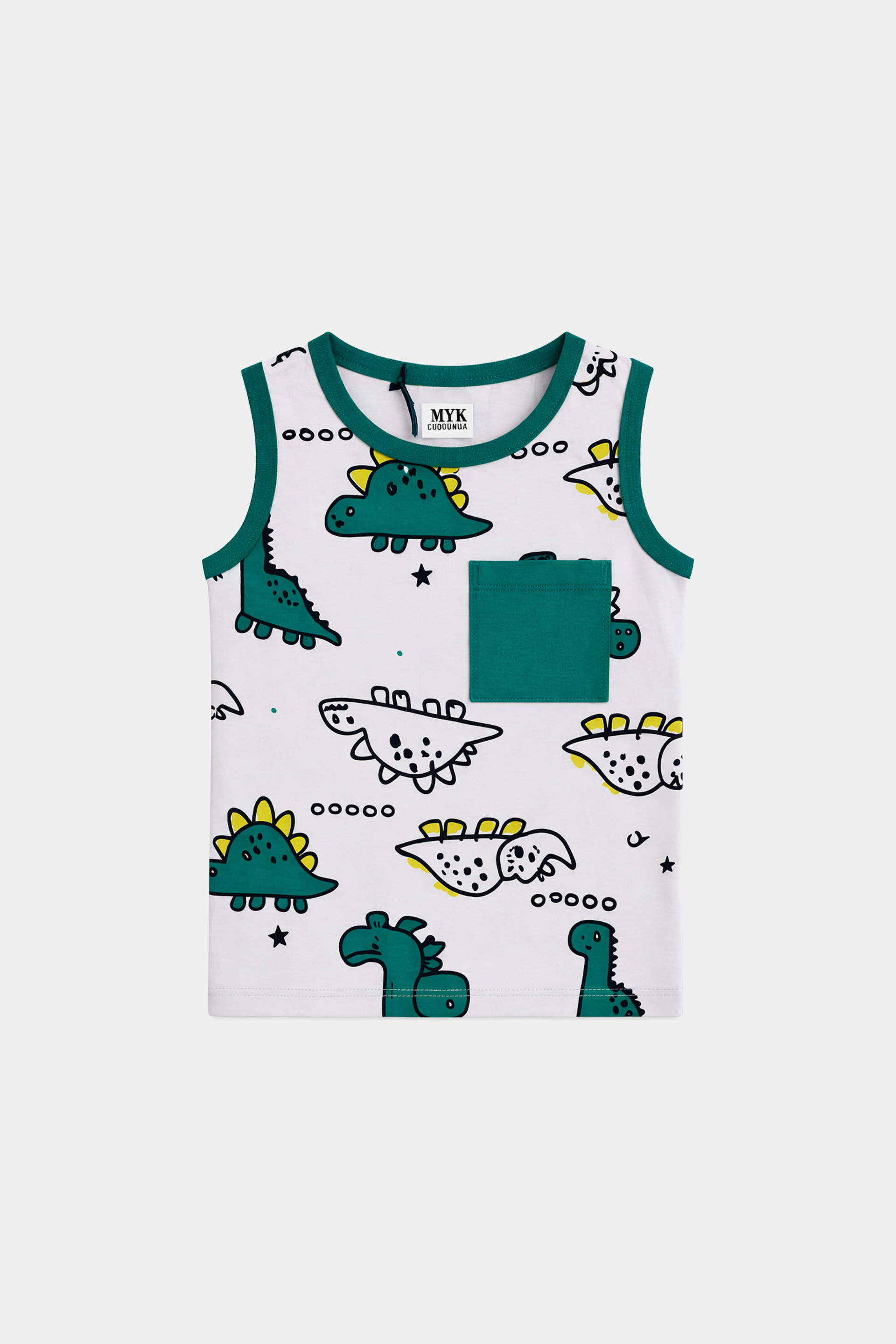Dino Adventure Sleeveless Set T-Shirt & Shorts Set – Teal & Grey - MYK_Fatimas