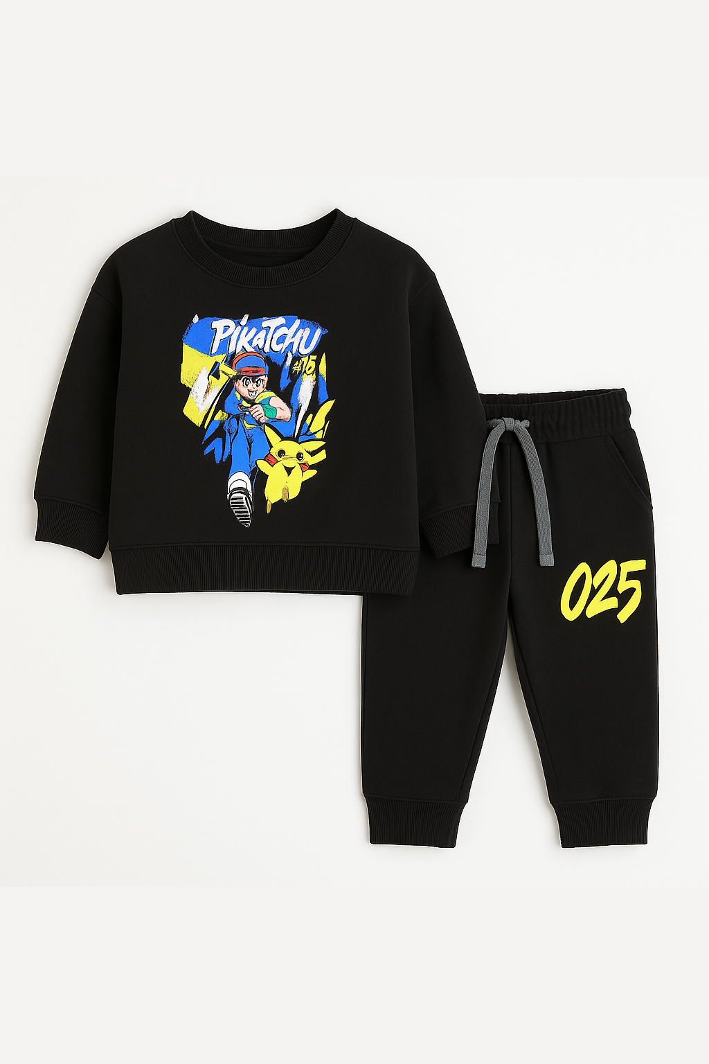 Printed Pikachu Kids Sweatshirt & Trouser  With Dori Outfit Premium Quality Set - MYK_Fatimas