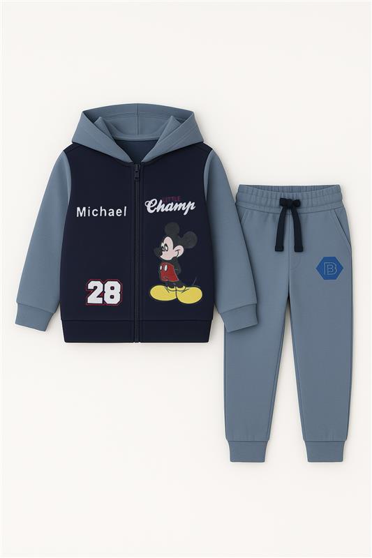 Mickey Mouse Printed Zipper Hoodie With pocket Trouser And Dori Premium Quality 2 Pcs Set - MYK_Fatimas