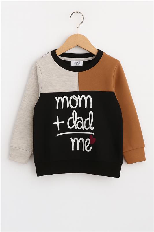 Kids Casual Outfit  Graphic Letter Mom+Dad=Me Sweatshirt With Panel Trouser Premium Quality Set - MYK_Fatimas