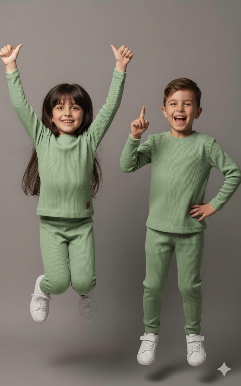  Boys and Girls Light Green Kids Inner Suit