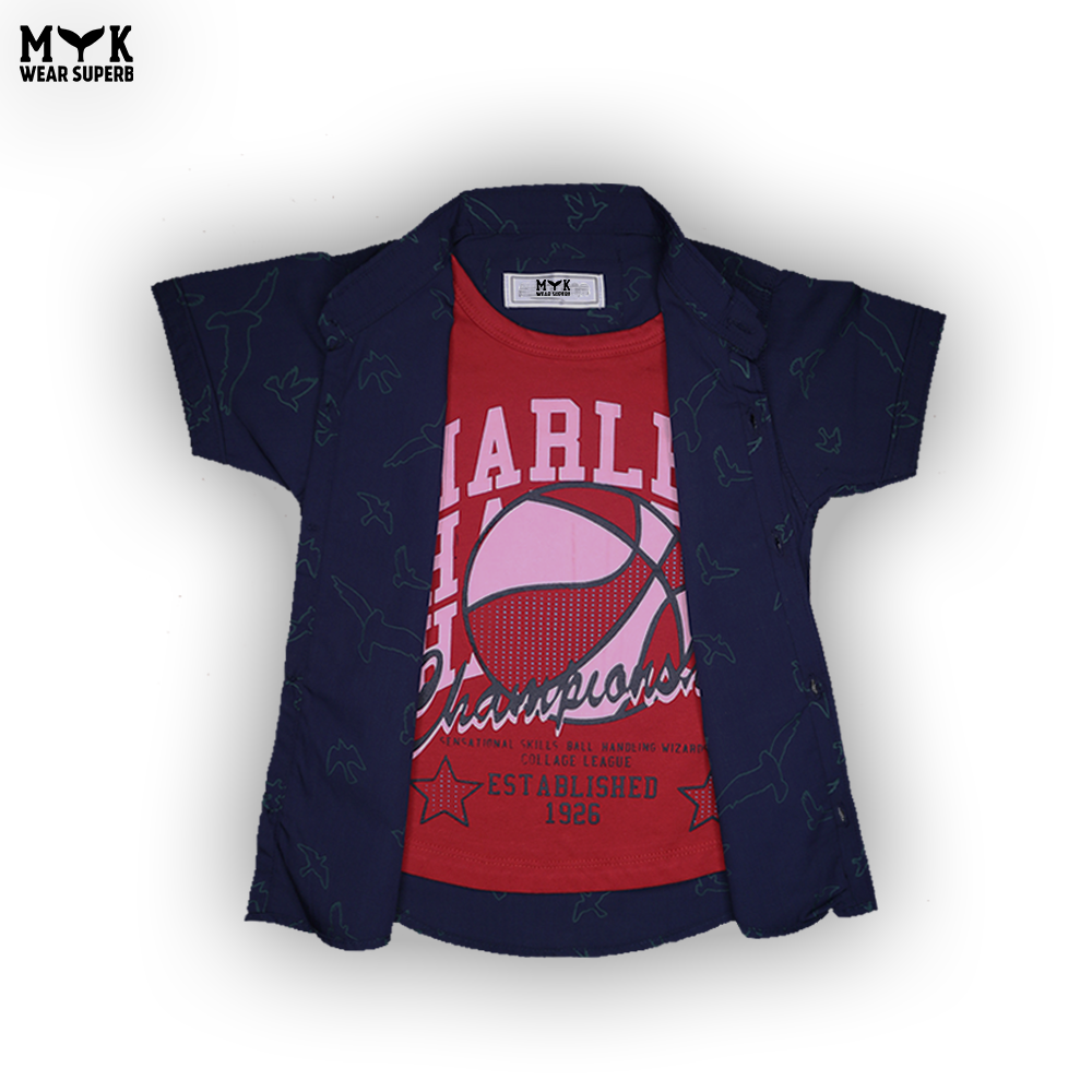Boys Harlem Basketball Graphic Tee with Open Shirt