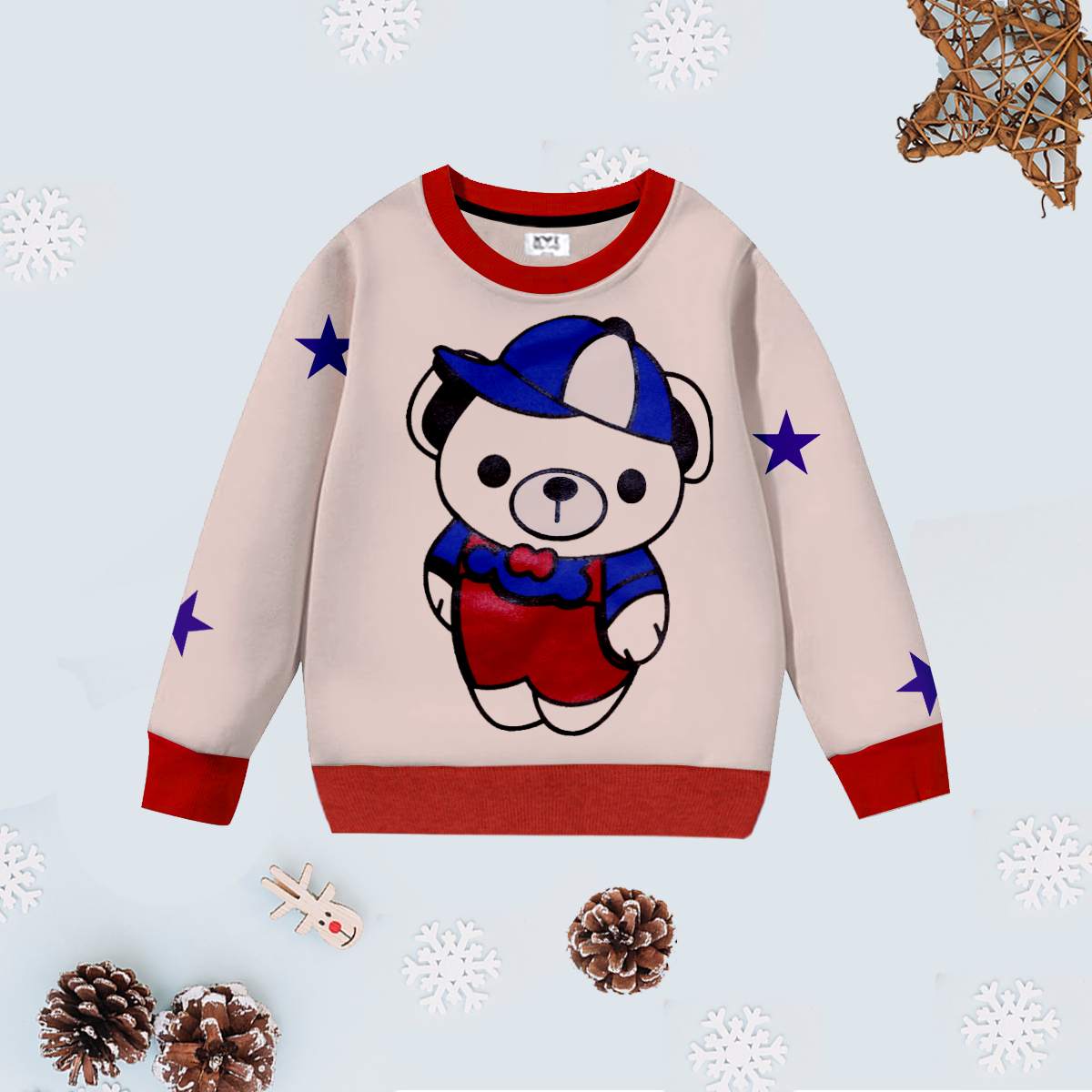 Kids Sweatshirt Bear Print  Premium Quality Casual Long Sleeve