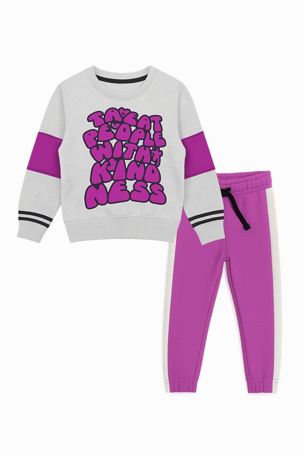 Kids Purple & White Kindness Message Tracksuit 