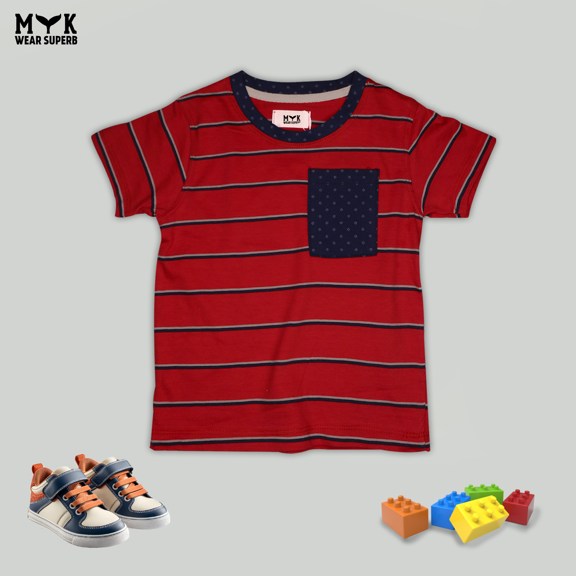 Trendy Striped & Dotted Kids Summer Outfit - MYK_Fatimas