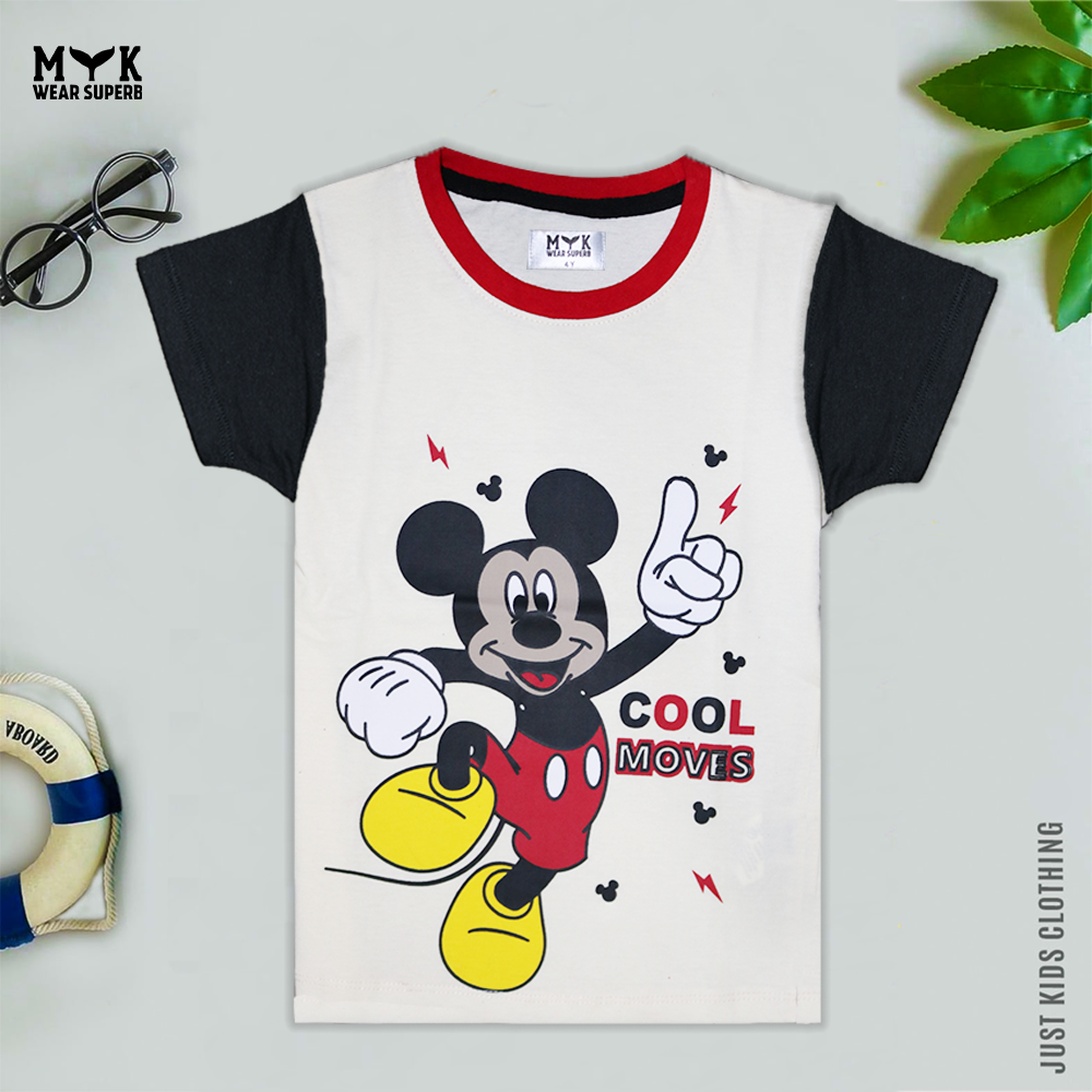 Kids Micky Mouse Boys Tee With Black Haf Selves