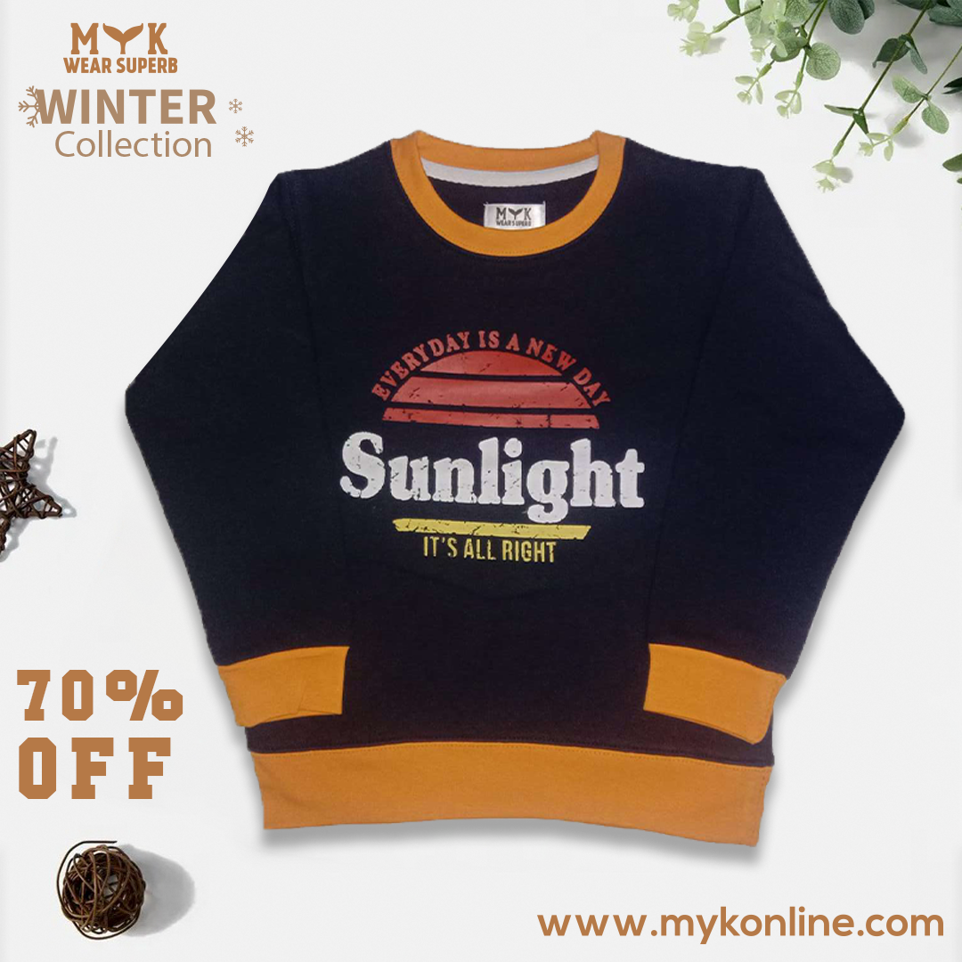 Navy Blue Sunlight Sweat Shirt For Kids