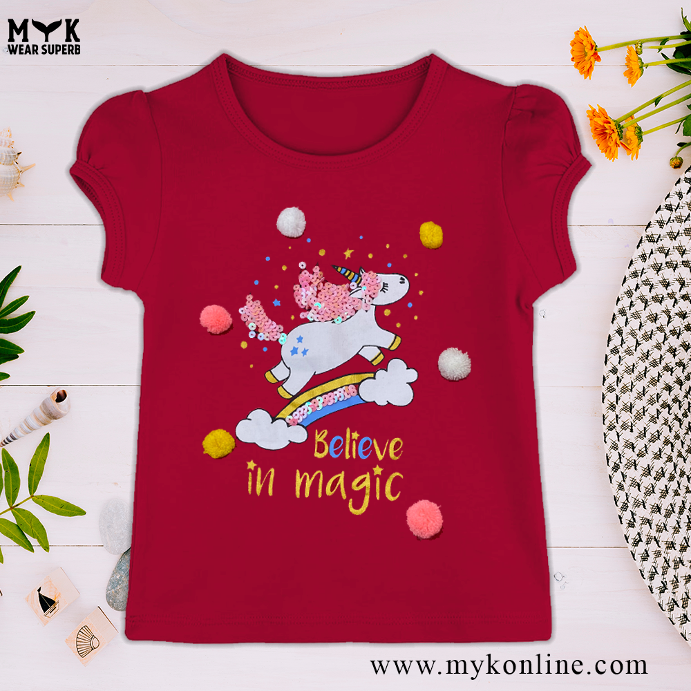 Unicorn Baby Girl Sequence Tee